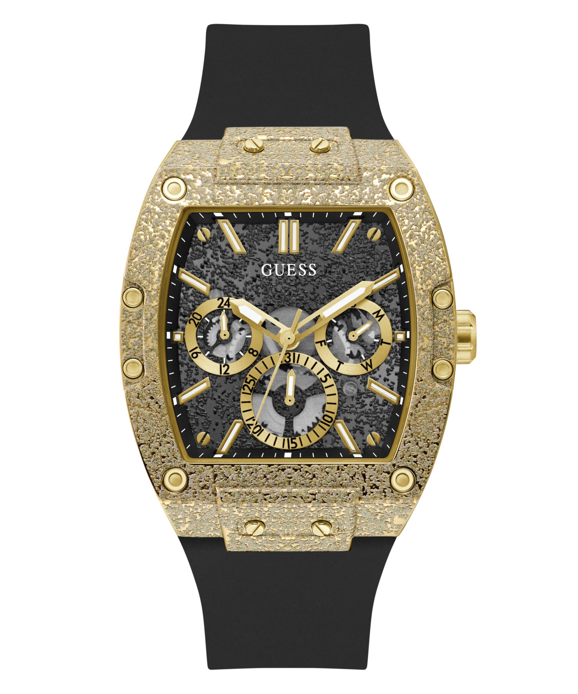 Guess Multifunktionsuhr PHOENIX FROST GW1149G2, Quarzuhr, Armbanduhr, Herrenuhr, Silikonarmband, analog, Tag