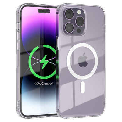 EAZY CASE Handyhülle Transparente Hülle mit MagSafe iPhone 14 Pro Max 6,7 Zoll, Back Cover, Bumper Case, Handy Schutzhülle Kameraschutz, Durchsichtig