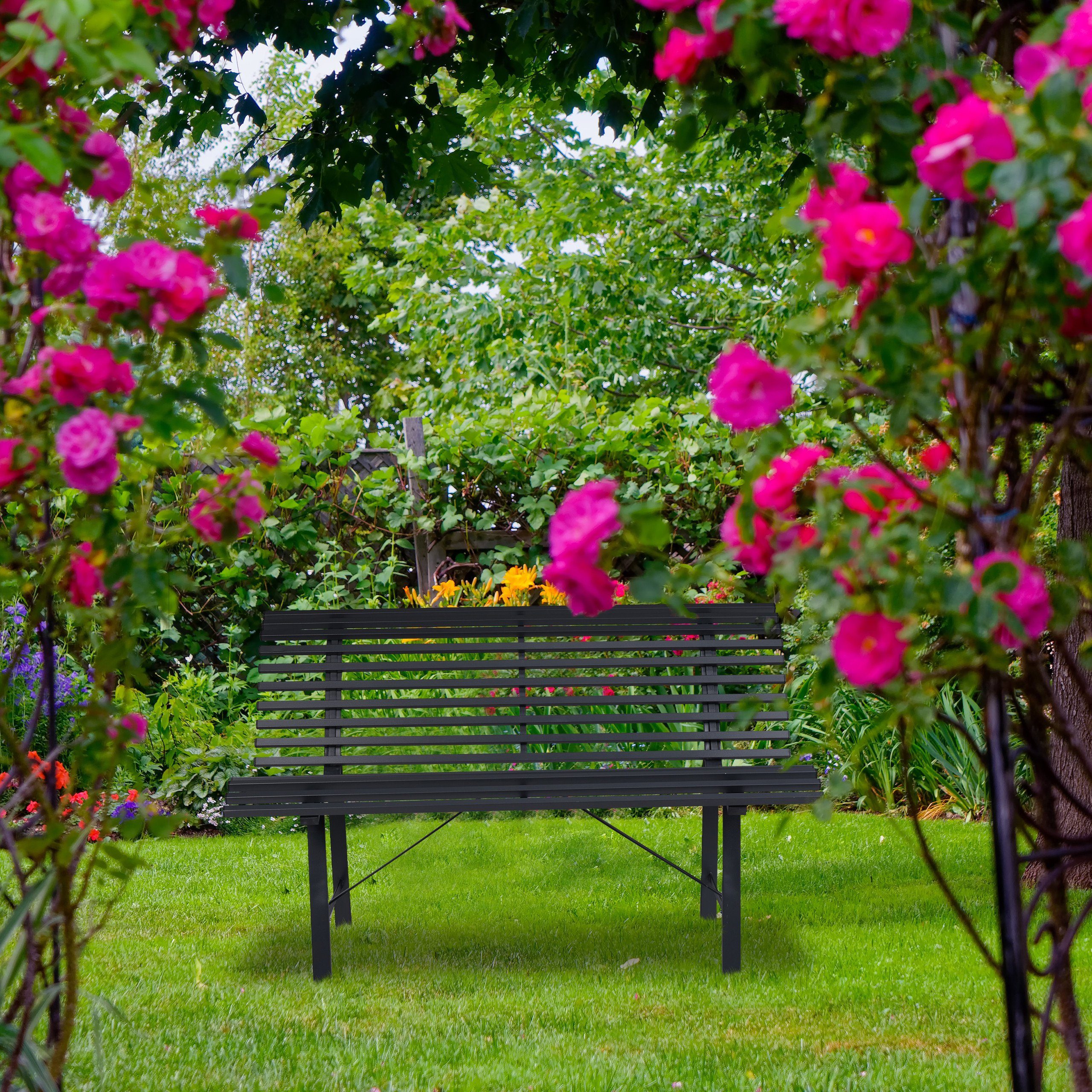 relaxdays Gartenbank Stahl anthrazit günstig online kaufen