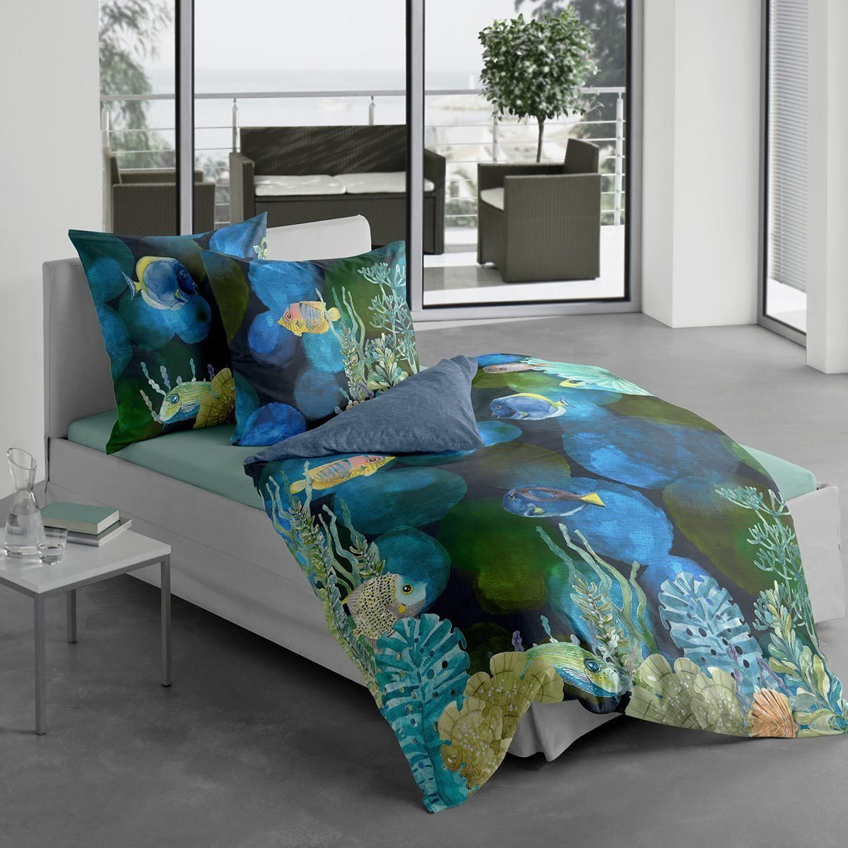 TRAUMSCHLAF Bettwäsche Ozean, Mako Satin, 2 teilig, Digitaldruck