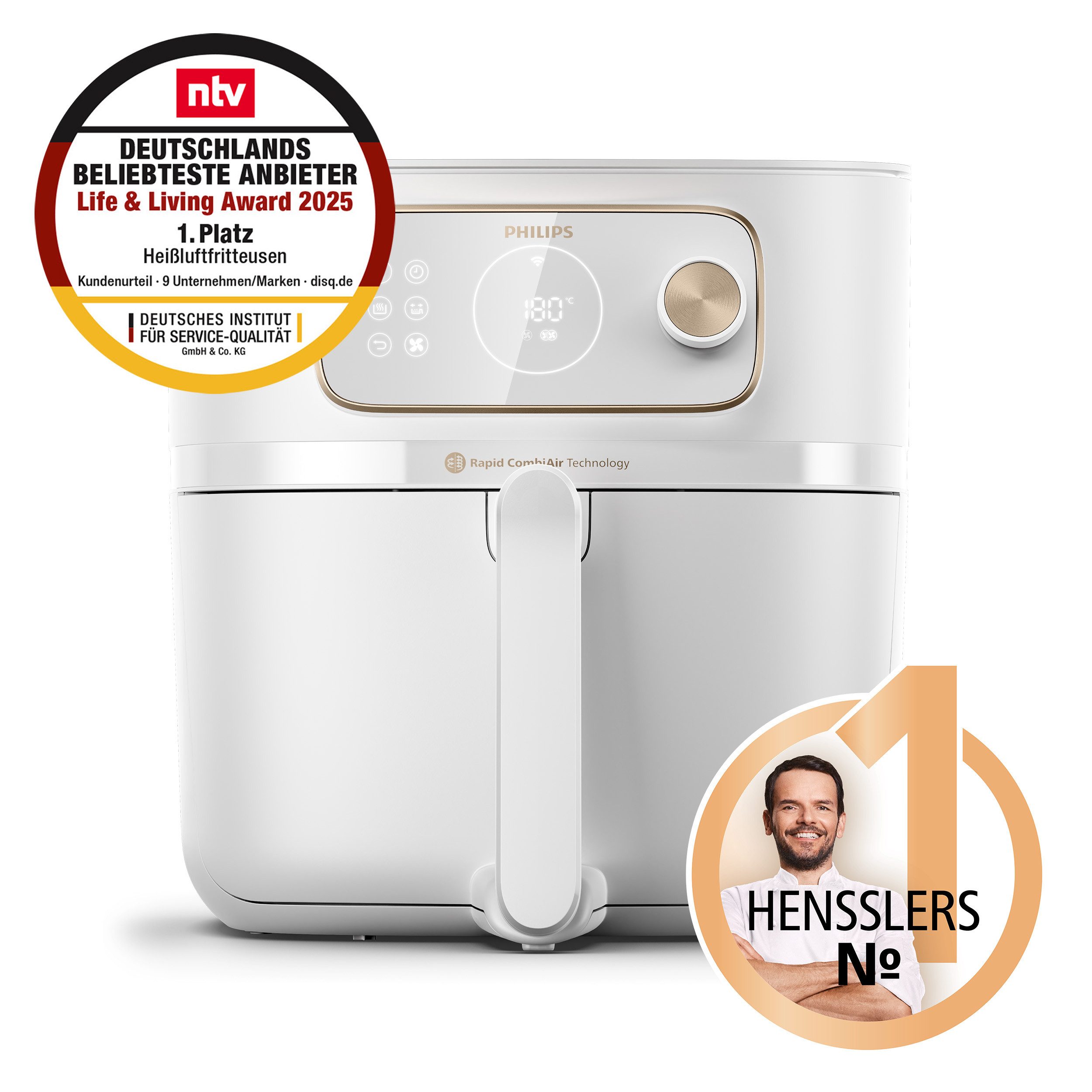Philips Heißluftfritteuse Airfryer XXL Kombi HD9876/90, mit 8,3 l, Rapid CombiAir Technologie, 2200 W, 22 Kochfunktionen, QuickClean und WiFi Konnektivität
