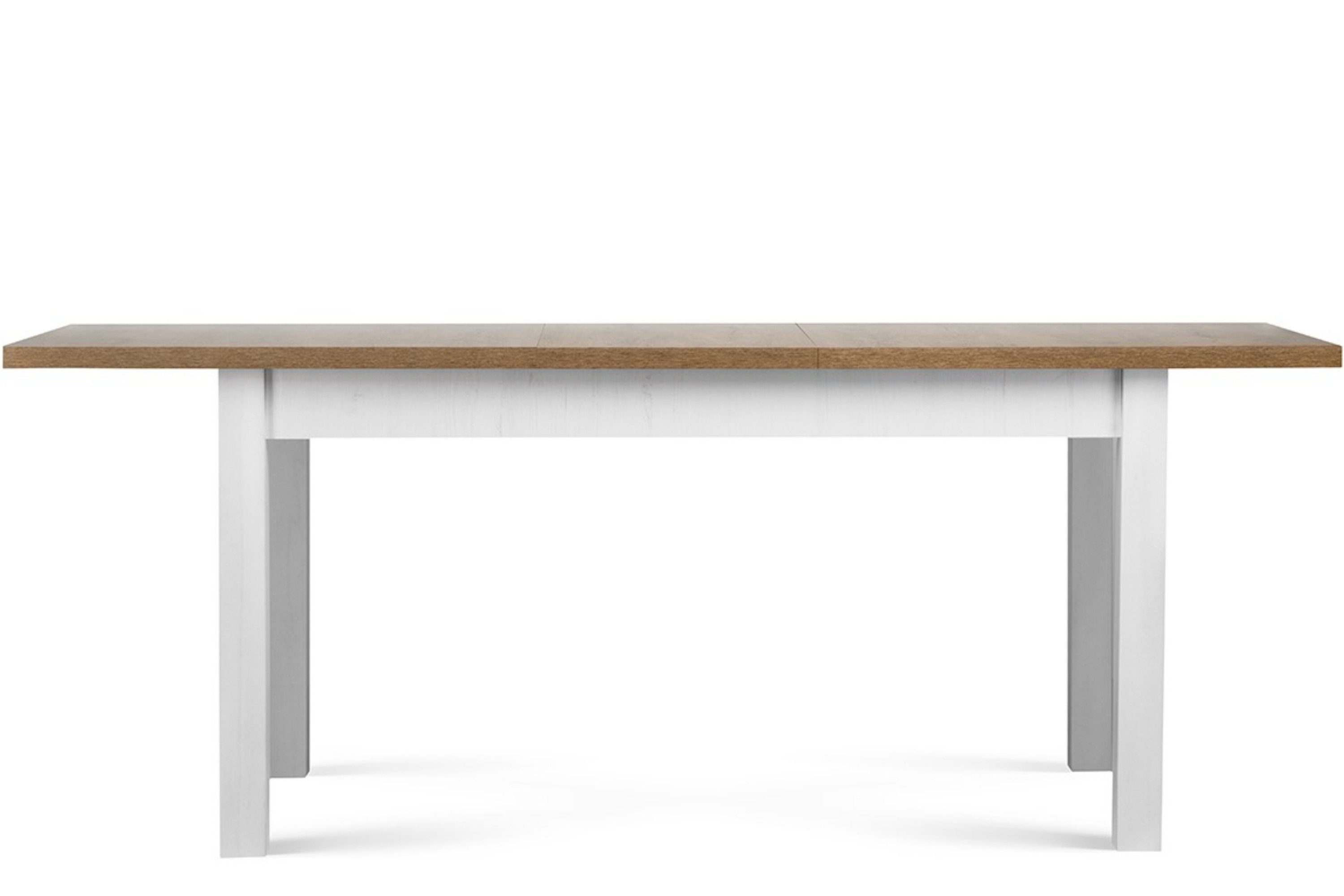 KONSIMO® Esstisch LEMAS Esszimmertisch, Wohnzimmertisch, hergestellt in der EU, ausziehbar: 160-203 cm, mit dunklen Eichenelementen