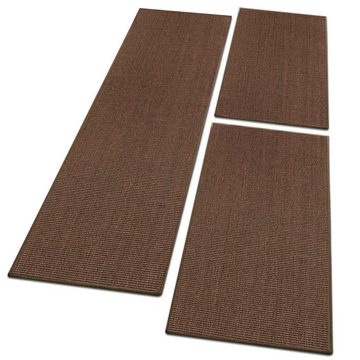 Bettumrandung Sylt Dunkelbraun, 3 Größen, Teppichläufer, ideal im Schlafzimmer Floordirekt, Höhe 6 mm, (3-tlg), Sisal