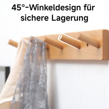 Caterize Garderobenhaken Holz (2 tlg) - Garderobenleiste Holz mit 5 Haken Kleiderhaken Wand (1 St)