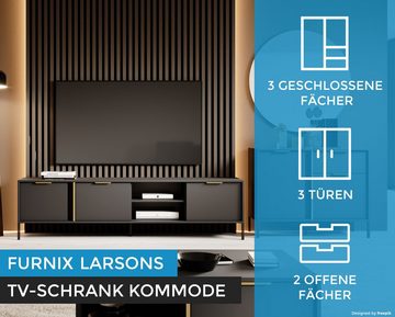 Furnix TV-Board LARSONS 203F 3D Fernsehschrank 3 Flügeltüren Anthrazit, B202,9 cm x H53,4 cm x T39,5 cm, Metallbeine