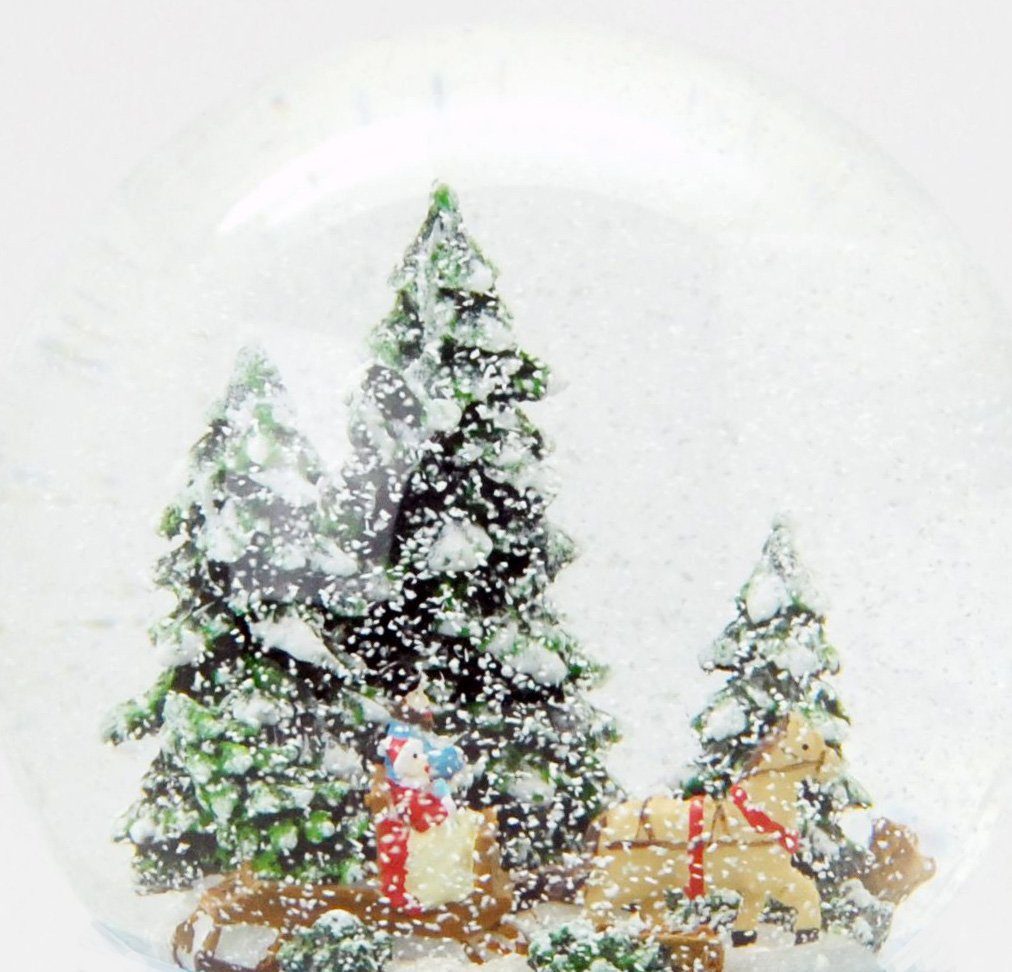 Schneekugel braun Winterlandschaft MINIUM-Collection Sockel Kutschfahrt Spieluhr 10cm Winterwald