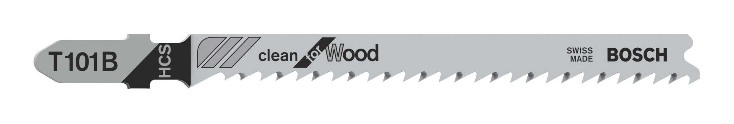 BOSCH Stichsägeblatt (25 Stück), T 101 B Clean for Wood - 25er Pack