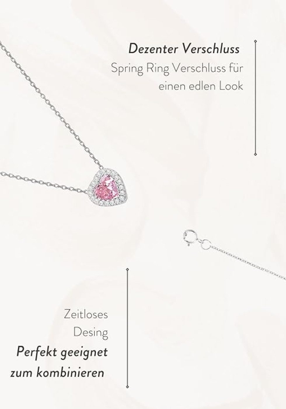 Einzelstück Charm-Kette Halskette mit Herz Anhänger 925 Sterling Silber
