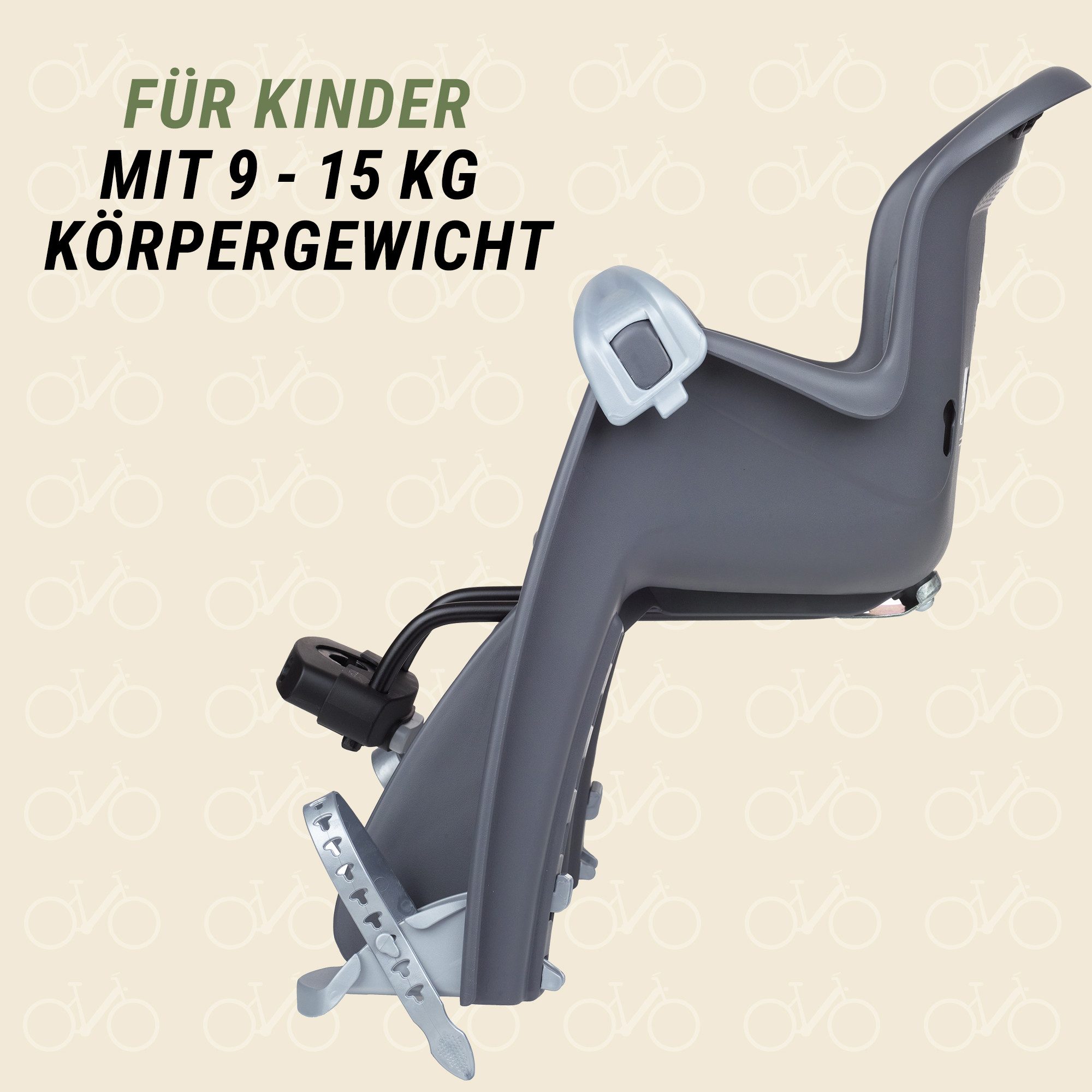 Prophete Fahrradkindersitz Fahrrad Kindersitz Bilby Junior, verstellbare Fußstützen mit Sicherheitsschnallen