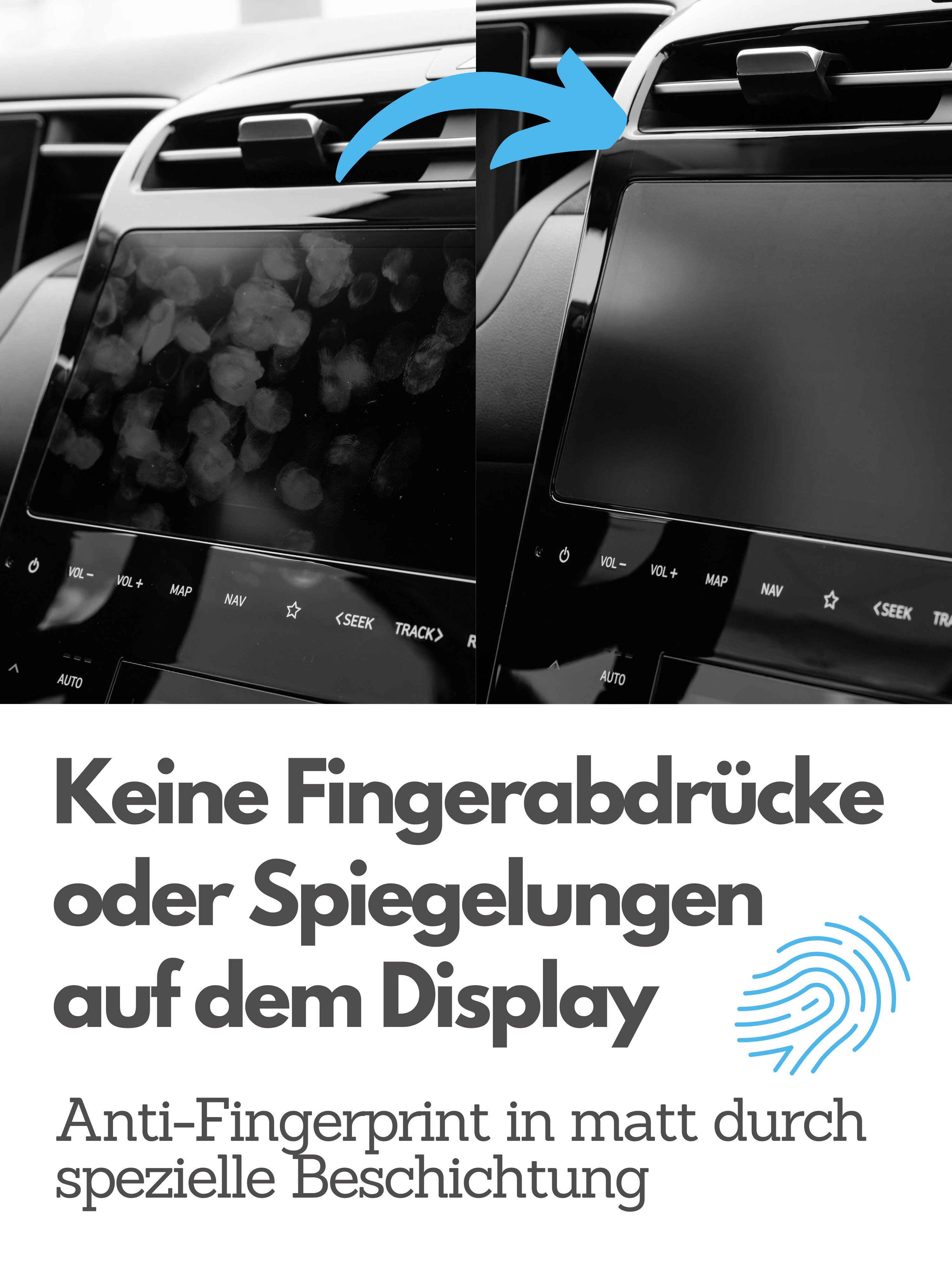 DISSKIN Displayschutzfolie DISSKIN Displayschutzfolie für Hyundai Tucson 10,25 Zoll 2020-2024 für Tucson 10,25" Entertainment System, 1 Stück, Anti-Fingerabdruck-Beschichtung