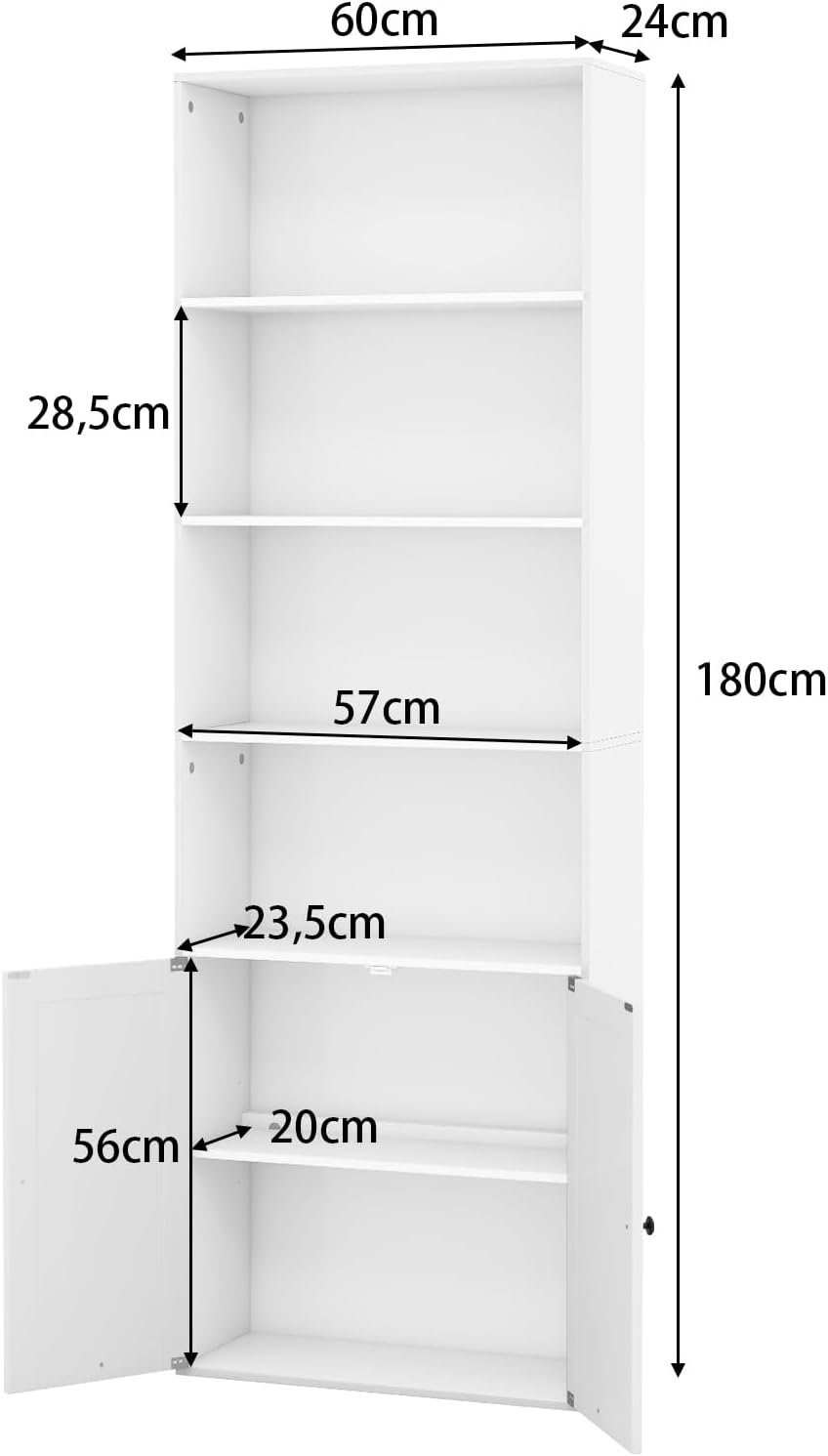 Bücherregal cm x Aktenregal, Fächern, 180 x mit 24 4 60 KOMFOTTEU