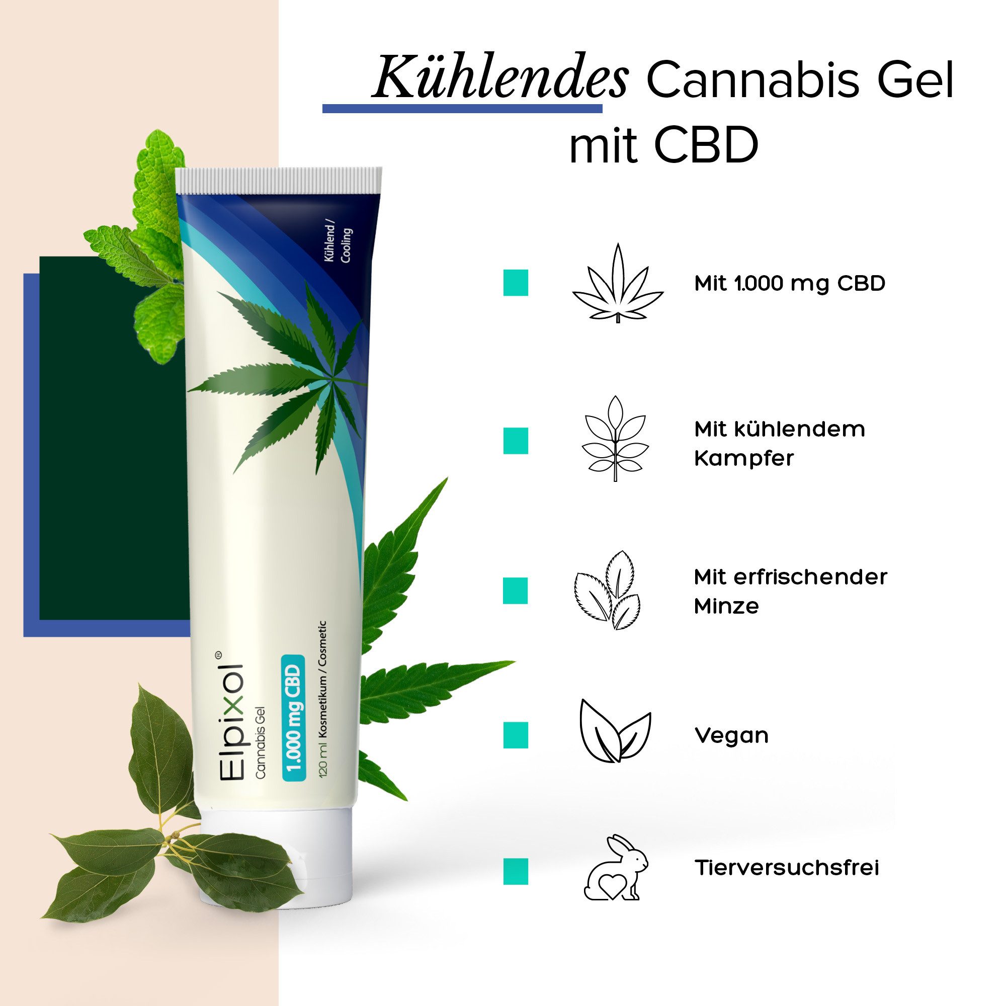 Elpixol® Körpergel Cannabis Gel mit 1.000 mg CBD – kühlend mit Menthol und Kampfer für eine kühlende Wirkung, ideal bei Überhitzung und Spannungsgefühlen
