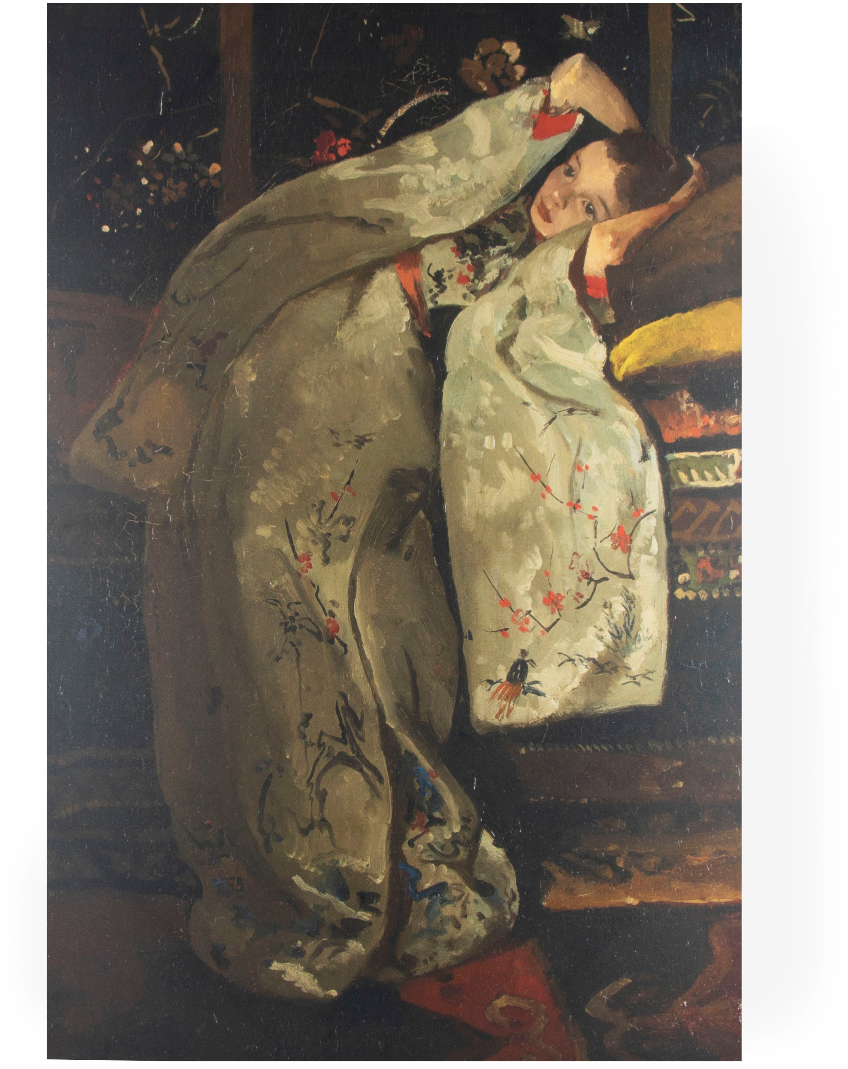 [Niedrigster Preis! Großer Rabatt!] Art for the in 70x100cm weißem Mädchen home Kimono, Leinwandbild