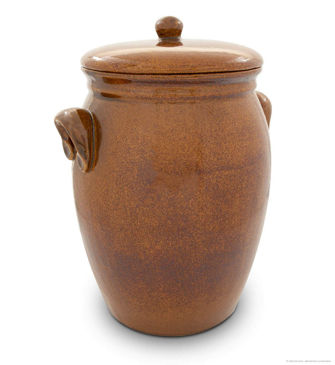 KERAZO Fermentationsglas 7L Rumtopf Einlegetopf Keramiktopf Mehrzwecktopf aus Steinzeug, braun, Keramik, Keramiktopf mit Henkel und Deckel