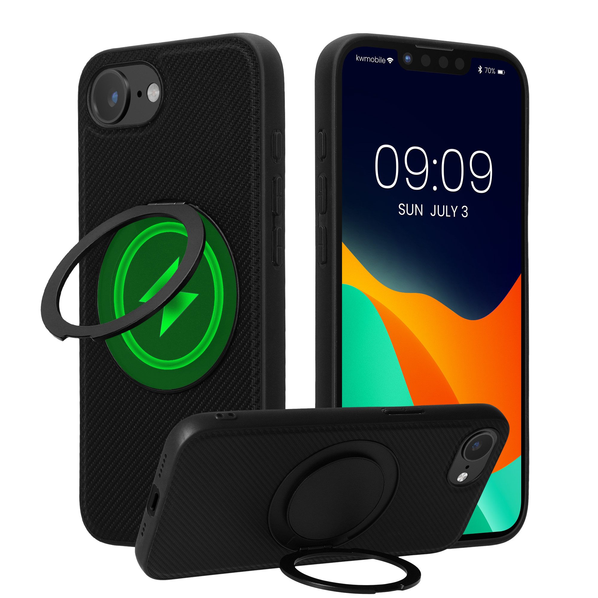 kwmobile Smartphone-Hülle Hülle für Apple iPhone 17e / iPhone 16e Handyhülle, Case kompatibel mit MagSafe - Cover mit Ringständer