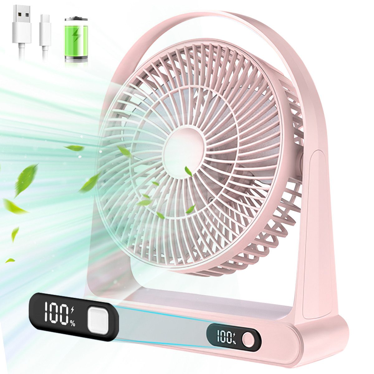 MOPUEA Tischventilator Mini USB-Ventilator tragbar Heim-Tischventilator, 360° Flexibilität & Vielseitige Nutzung