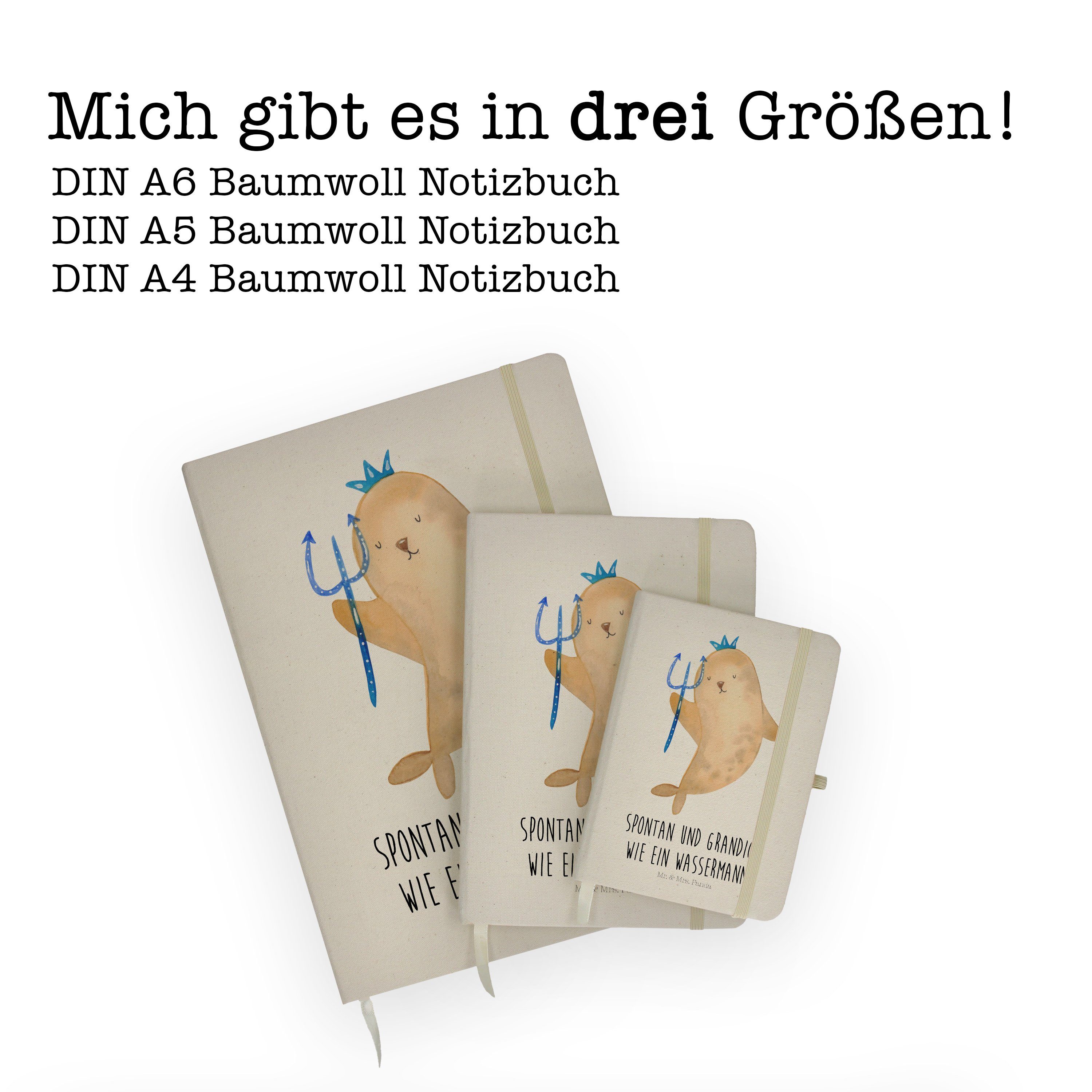 A & Notizbuch Mrs. - Transparent Mr. Panda Wassermann Mrs. Panda - Tierkreiszeichen, & Geschenk, Sternzeichen Mr.