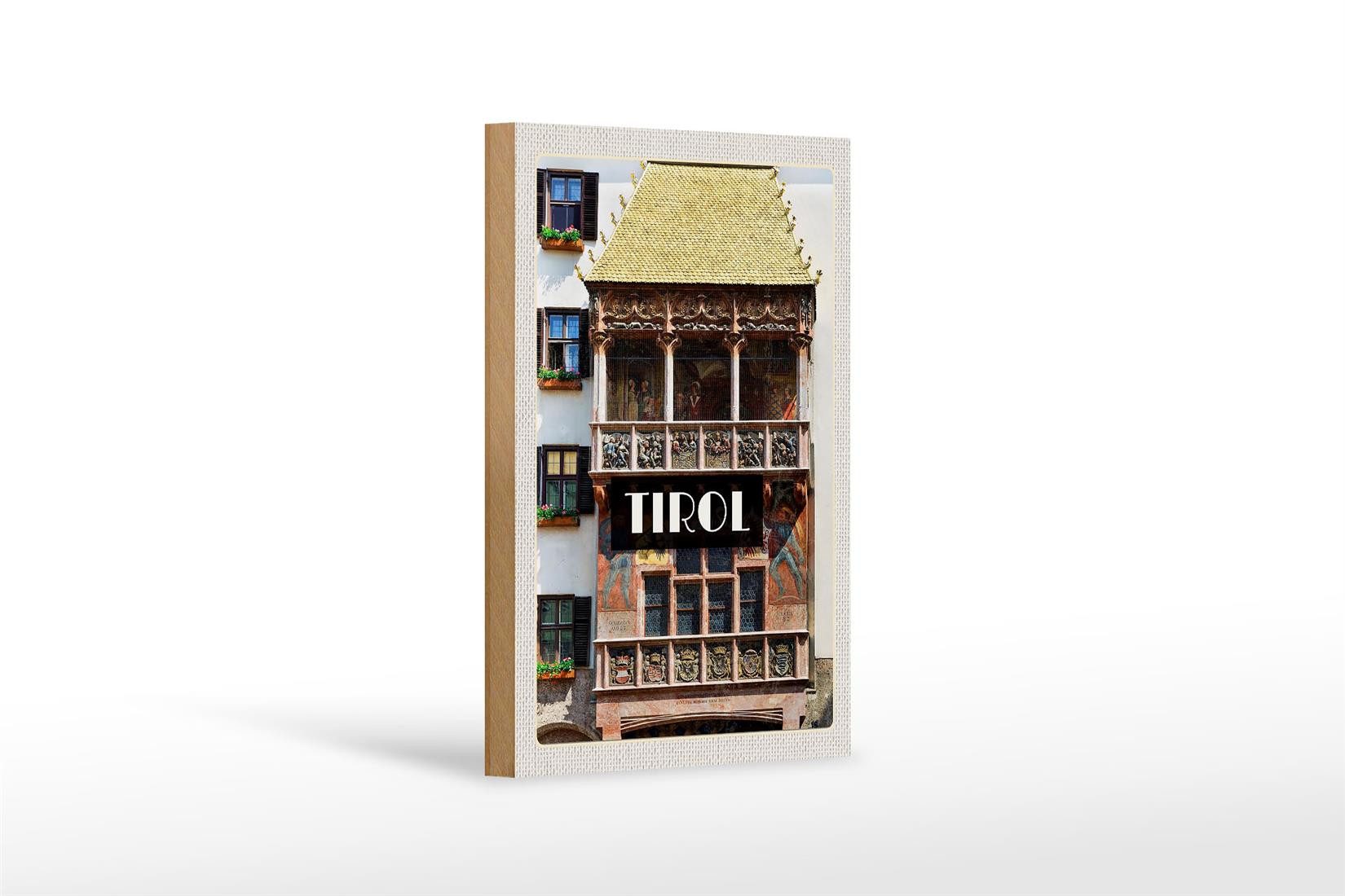 Femer GmbH Holzbild Reise 12x18 cm Tirol Gebäude Kunst Mittelalter, (1 St), Glatte Holzfaserplatte (MDF), vorn beschichtet