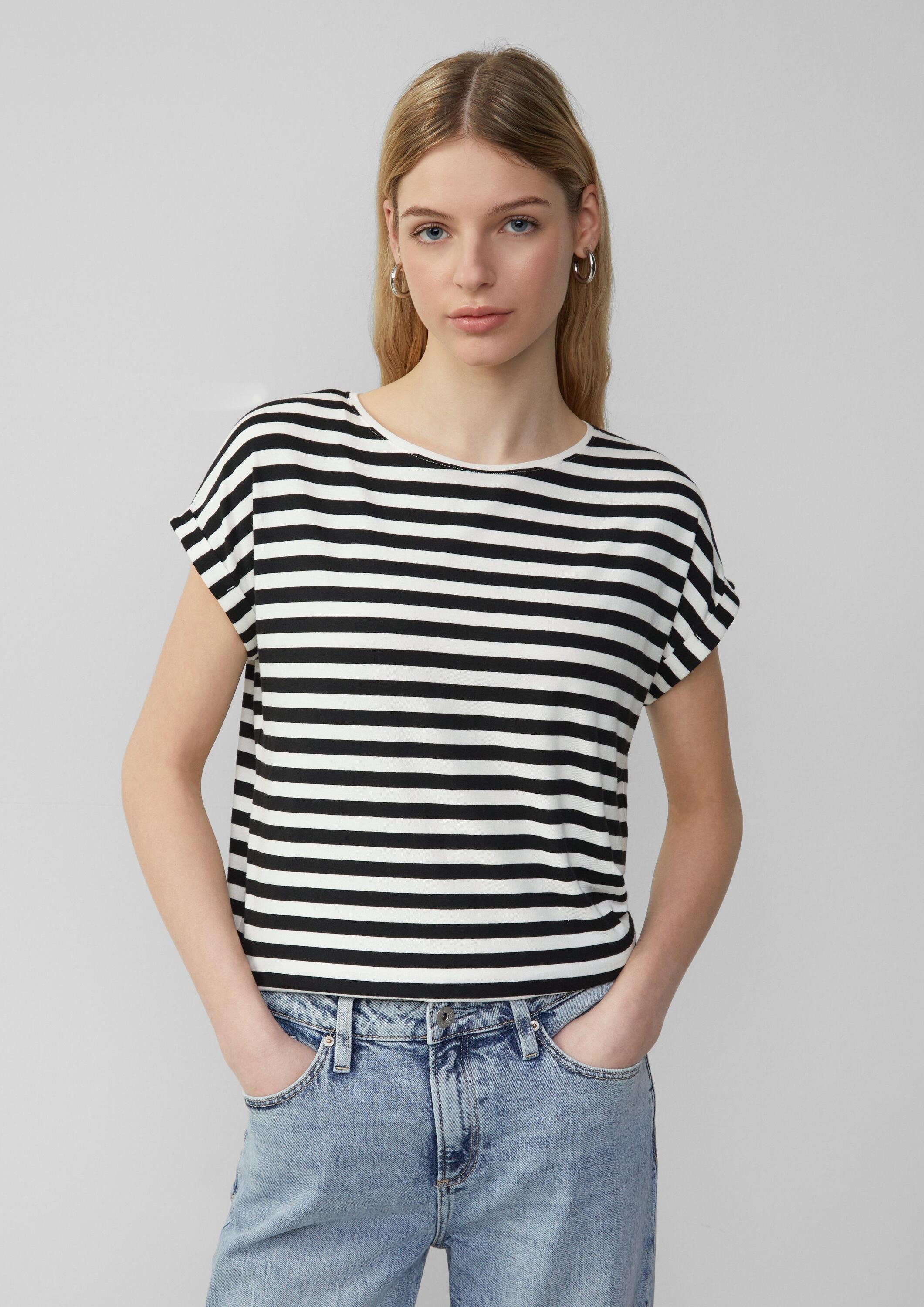 QS Kurzarmshirt T-Shirt Locker geschnittenes T-Shirt günstig online kaufen