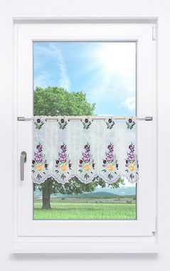 Scheibengardine Frühlingsblumen, Plauener Spitze®, (1 St), transparent, HxB 35x48cm