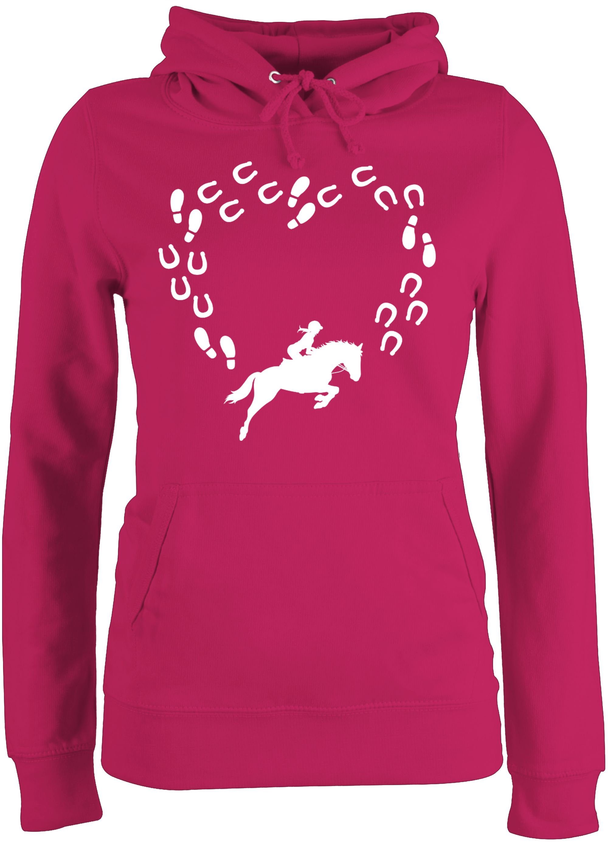 Damen Pullover Shirtracer Hoodie Reiter und Pferd Herz - Pferd & Pferde - Damen Premium Kapuzenpullover Reiten Kleidung Equipmen
