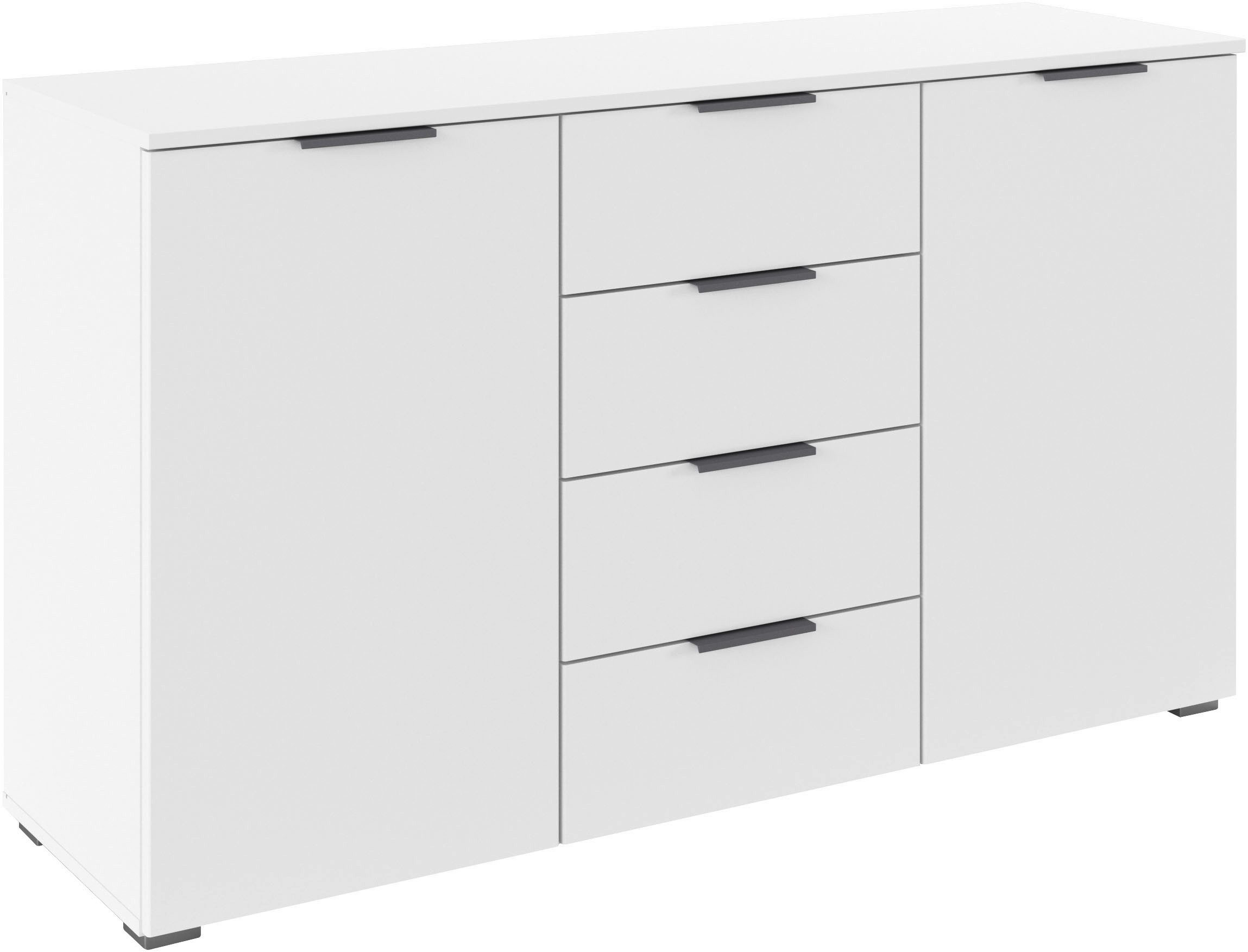 OTTO home Kombikommode Sideboard Schubladenkommode AGORDO mit Dekor- oder Hochglanzfront (in zwei Griff-Farben, Breite 120 cm), vier große Schubladen, mit insgesamt 4 Einlegeböden MADE IN GERMANY