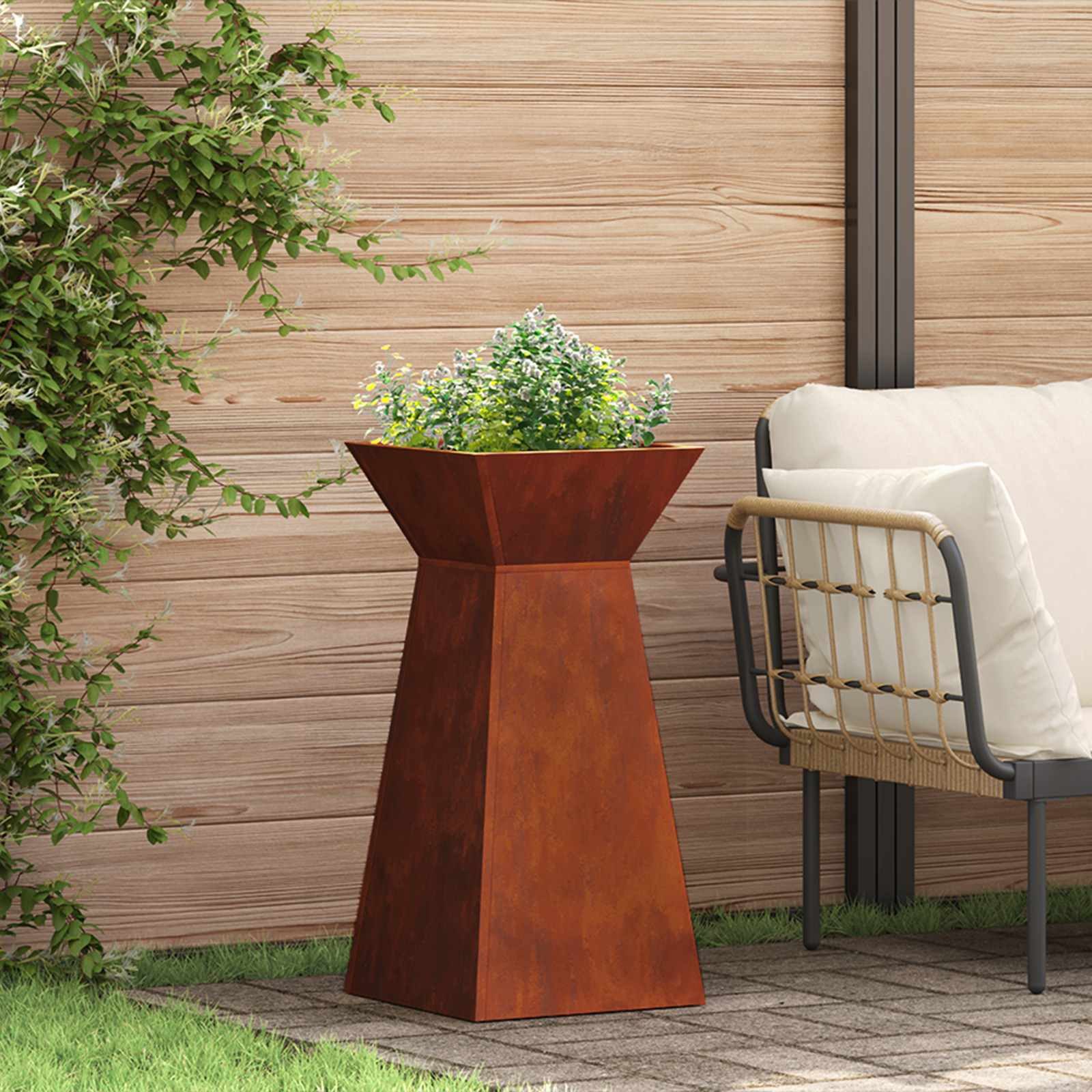 vidaXL Blumentopf Säulen Pflanzer 2 stk. Rostoptik 35 x 35 x 73 cm (2 St)
