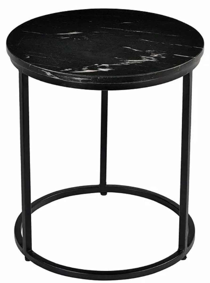 Casa Padrino Beistelltisch x Tisch - H. Möbel Möbel Marmorplatte Beistelltisch 45 cm Schwarz mit - Ø - Runder Luxus 40 Luxus Metall