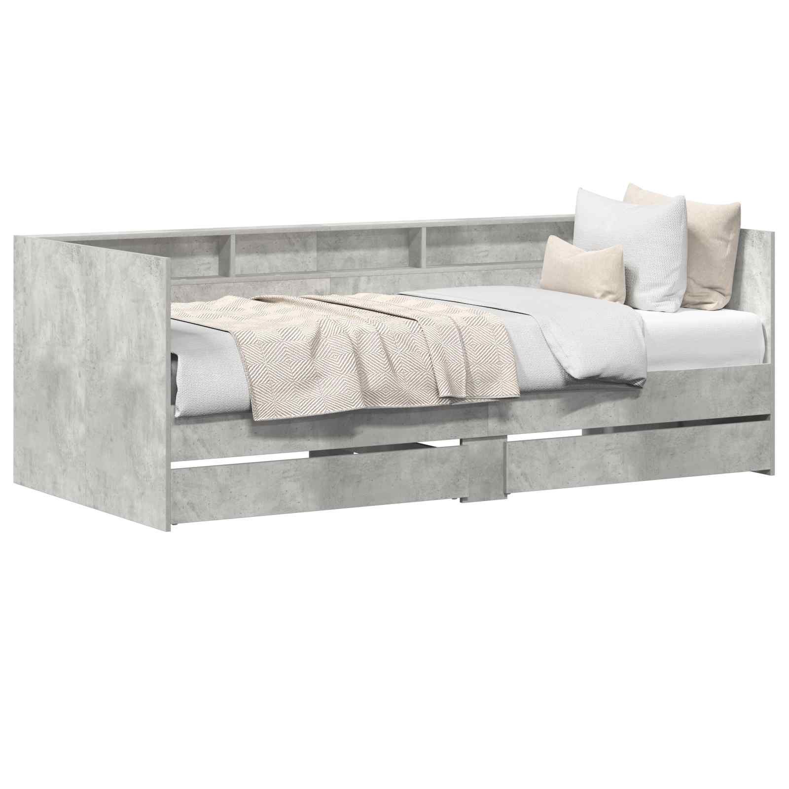vidaXL Bett Tagesbett mit Schubladen Grau 90 x 200 cm Holzwerkstoff (1-tlg)