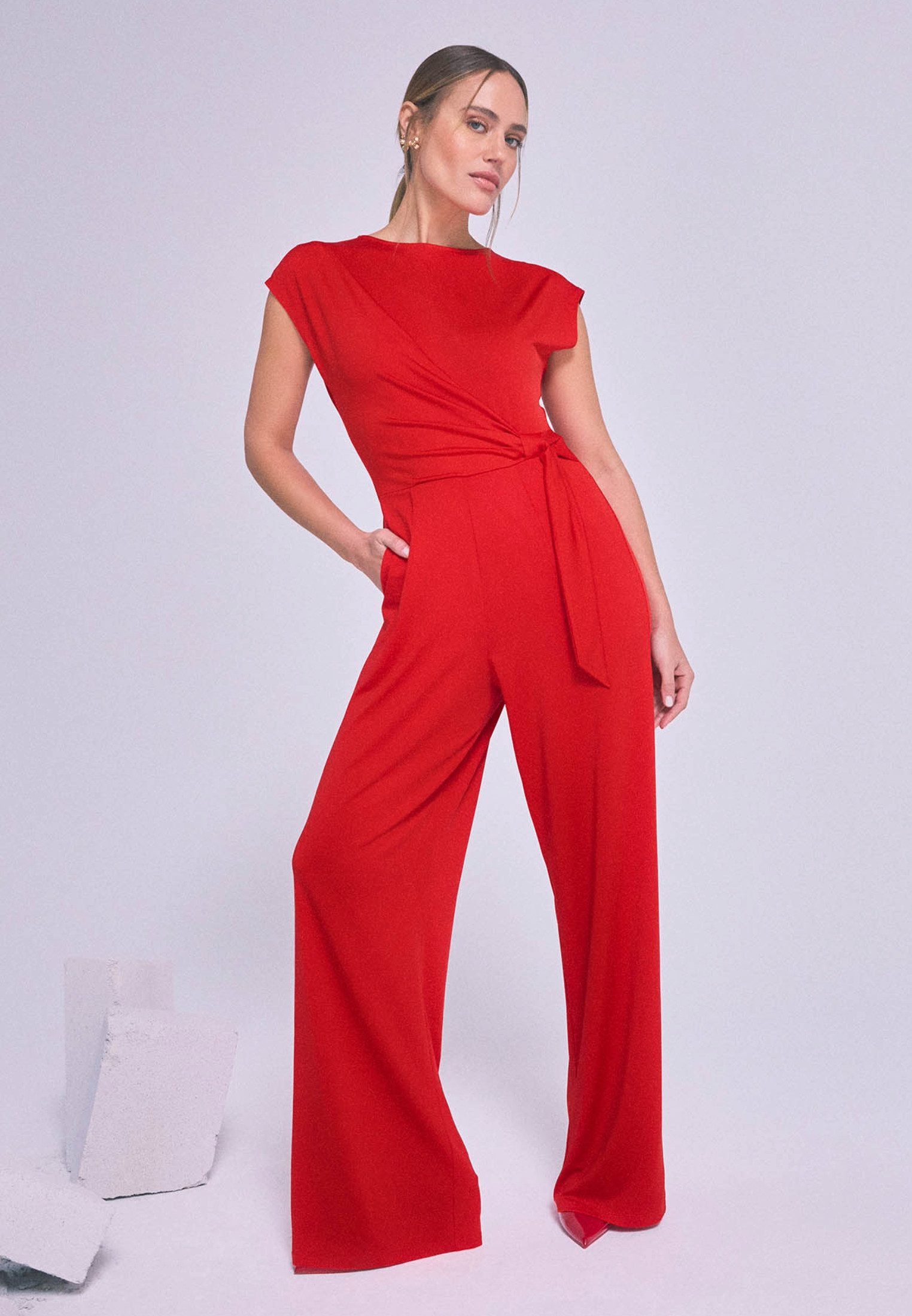 Zero Overall zero Jumpsuit mit Bindegürtel (1-tlg) drapiert /gerafft
