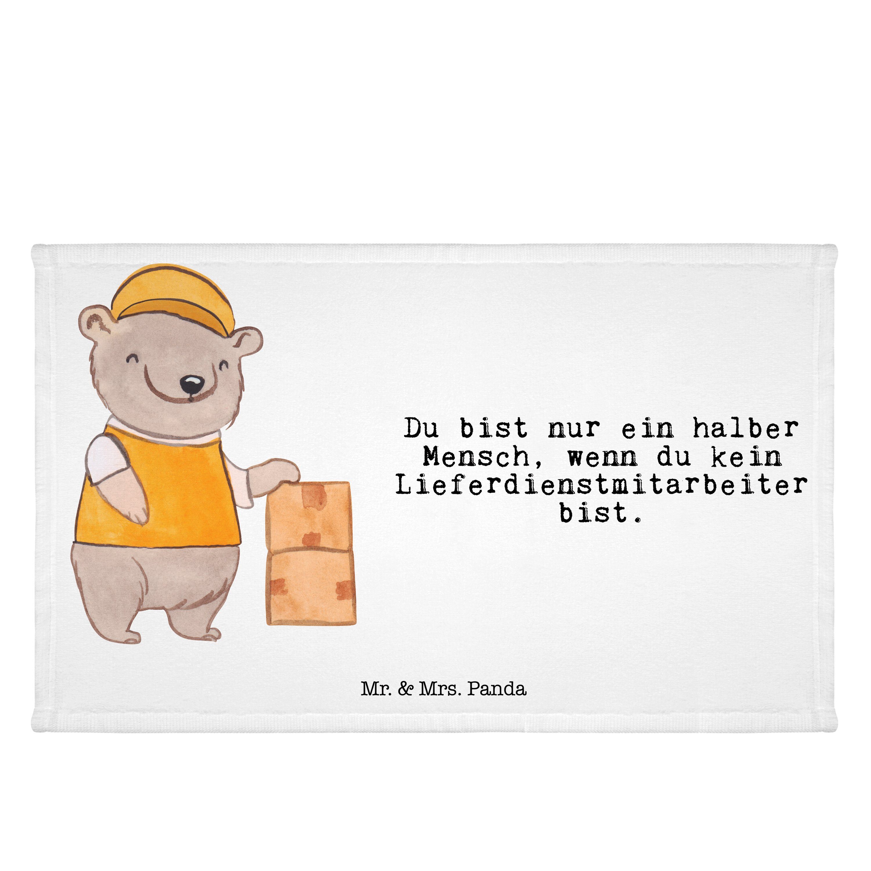 Mr. & Mrs. Panda Handtuch Lieferdienstmitarbeiter mit Herz - Weiß - Geschenk, Pizzabäcker, Kind, (1-St) | Alle Handtücher