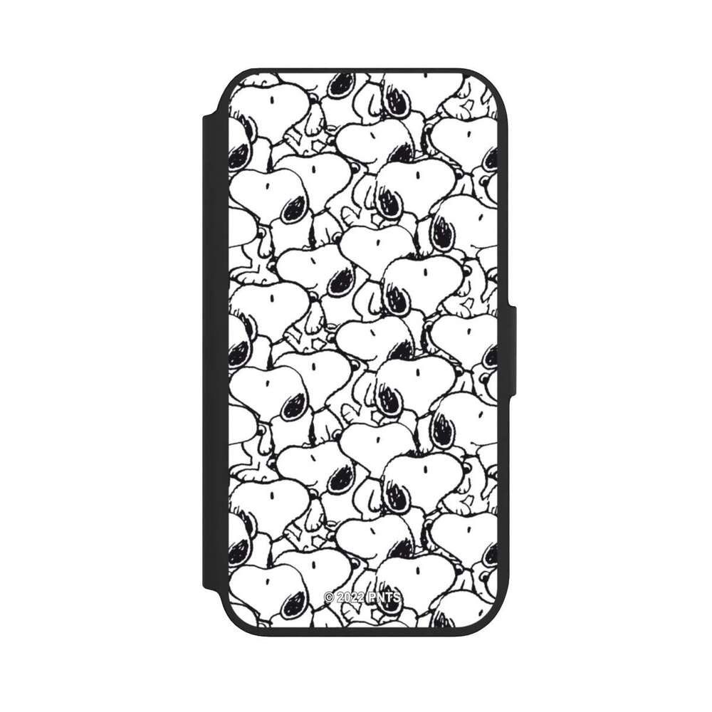 NIVOCASE Handyhülle Snoopy Muster Peanuts Snoopy Pattern Black And White, Apple iPhone SE (2022) Klapphülle Handyhülle aus Kunst Leder