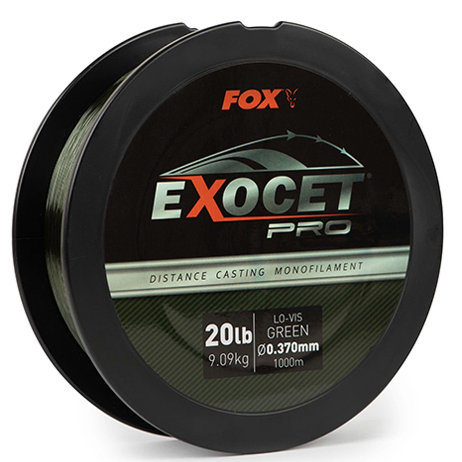 Fox Angelschnur, 1000 m Länge, Fox Exocet Pro Monofilament Lo-Vis Green 0.370mm 20bs / 9.09kgs (1000m) Monofile Angelschnur