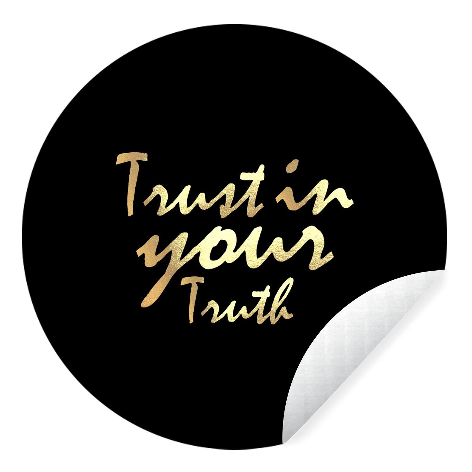 MuchoWow Wandsticker Zitat - Vertrauen - Gold (1 St), Tapetenkreis für Kinderzimmer, Tapetenaufkleber, Rund, Wohnzimmer