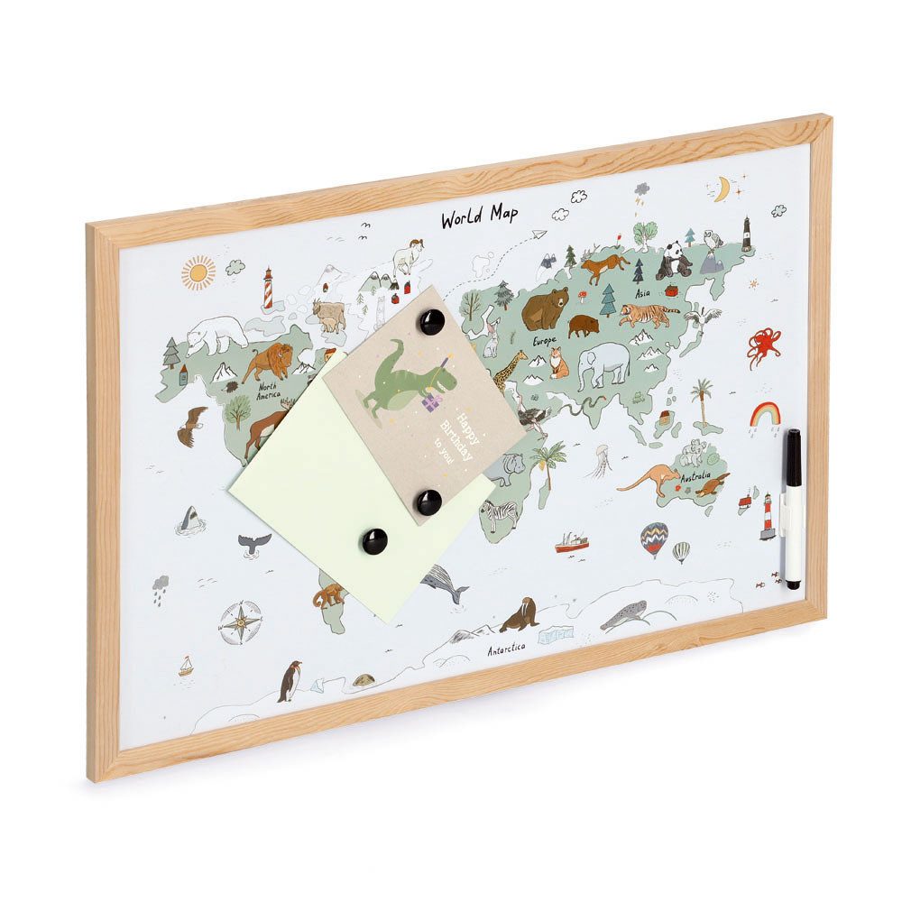 Zeller Present Magnettafel Magnet-/Schreibtafel 'Weltkarte', Metall/Kiefer günstig online kaufen