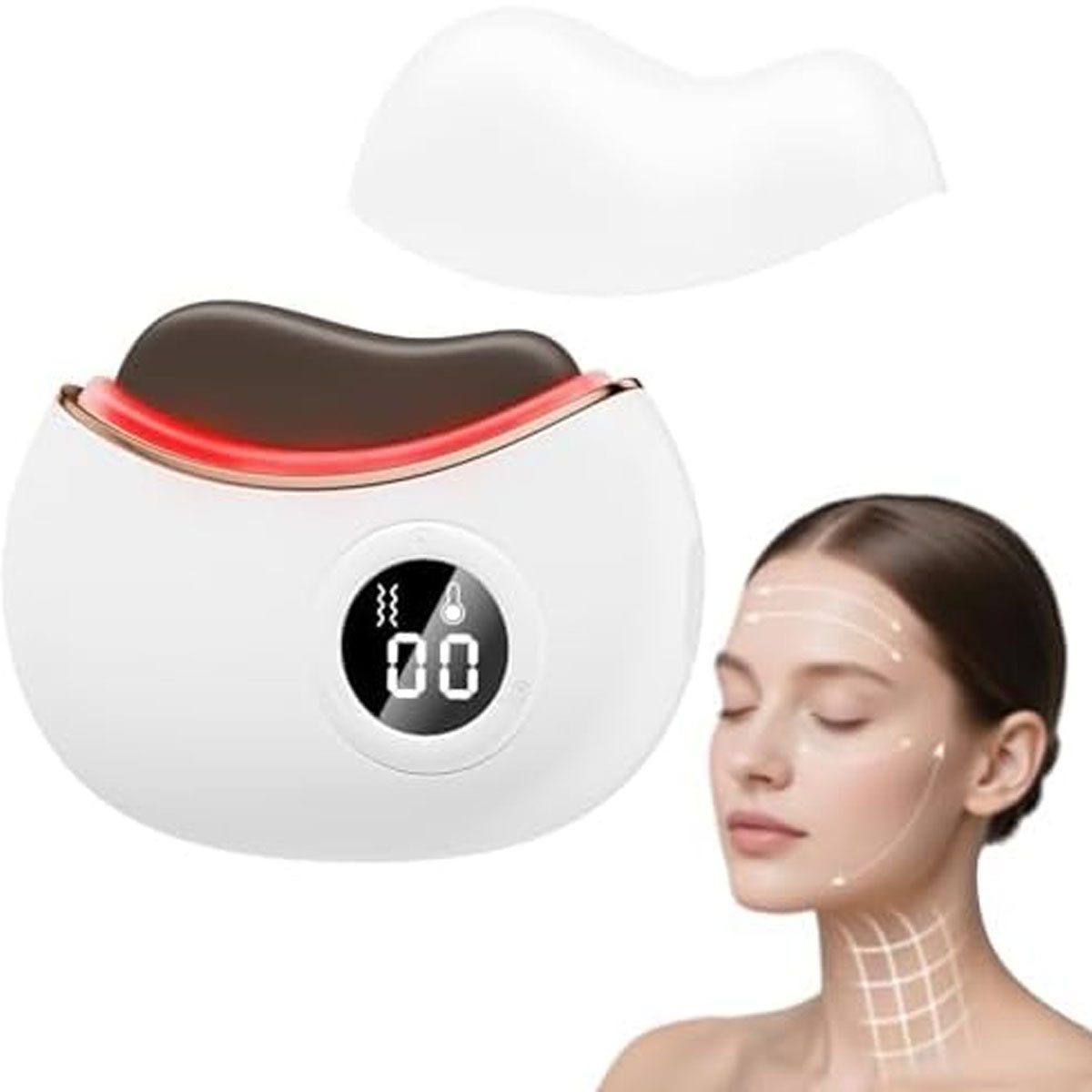 Pdgrid Gesichtsmassagegerät Lifting Massagegerät GuaSha-Gesichtsstraffung Hautstraffung, 40°C-55°C , Für ergänzende Gesichtspflege, Ein schönes Geschenk