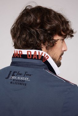 CAMP DAVID Langarm-Poloshirt mit Logo-Applikationen