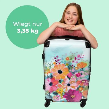 NoBoringSuitcases.com© Koffer Blumen - Farben - Blumenstrauß - Natur 67x43x25cm, 4 Rollen, Mittelgroßer Koffer für Erwachsene, Reisekoffer