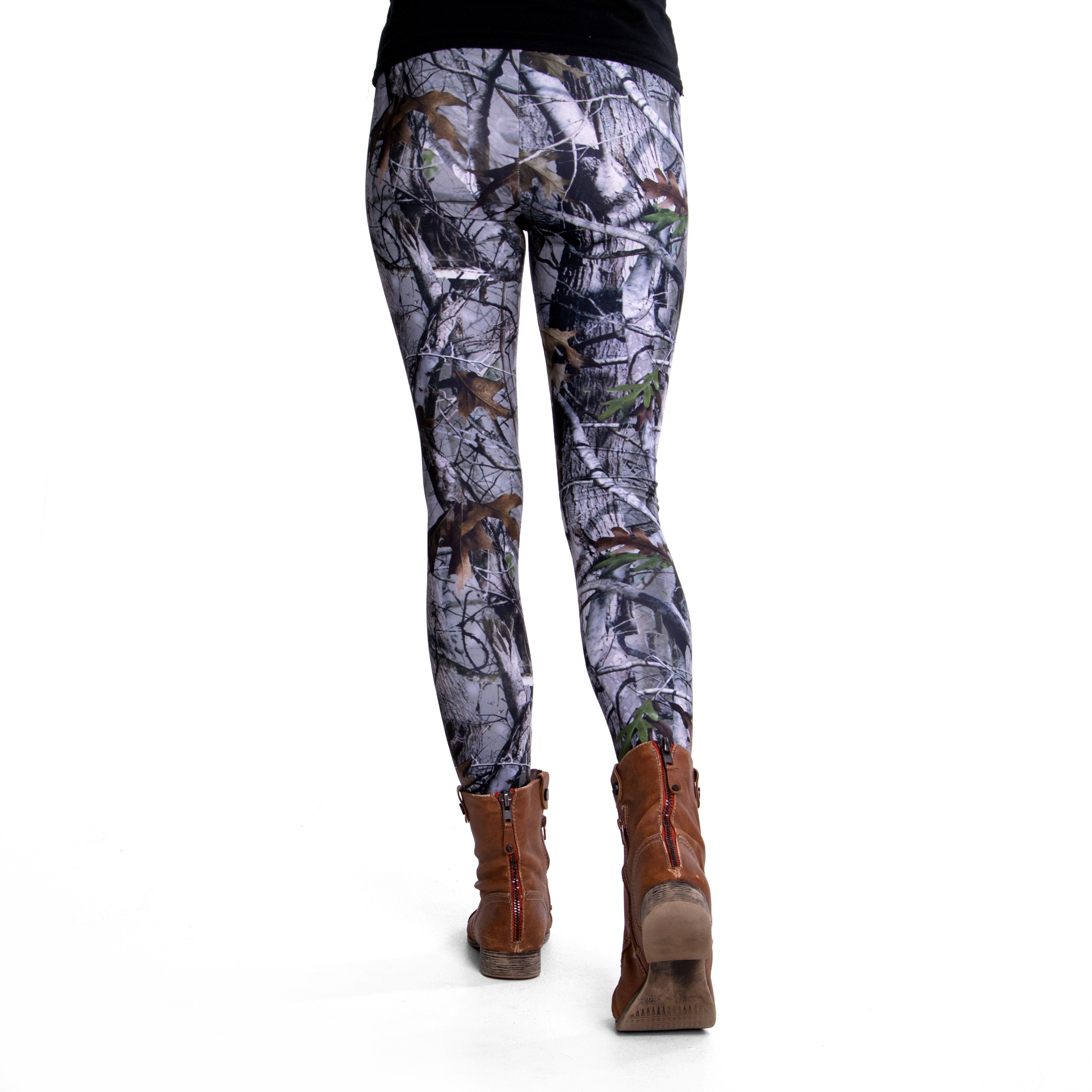 cosey Leggings Bunte Bedruckte Motiv-Leggings Baum/Wald (Einheitsgröße XS-L) Baum Camouflage