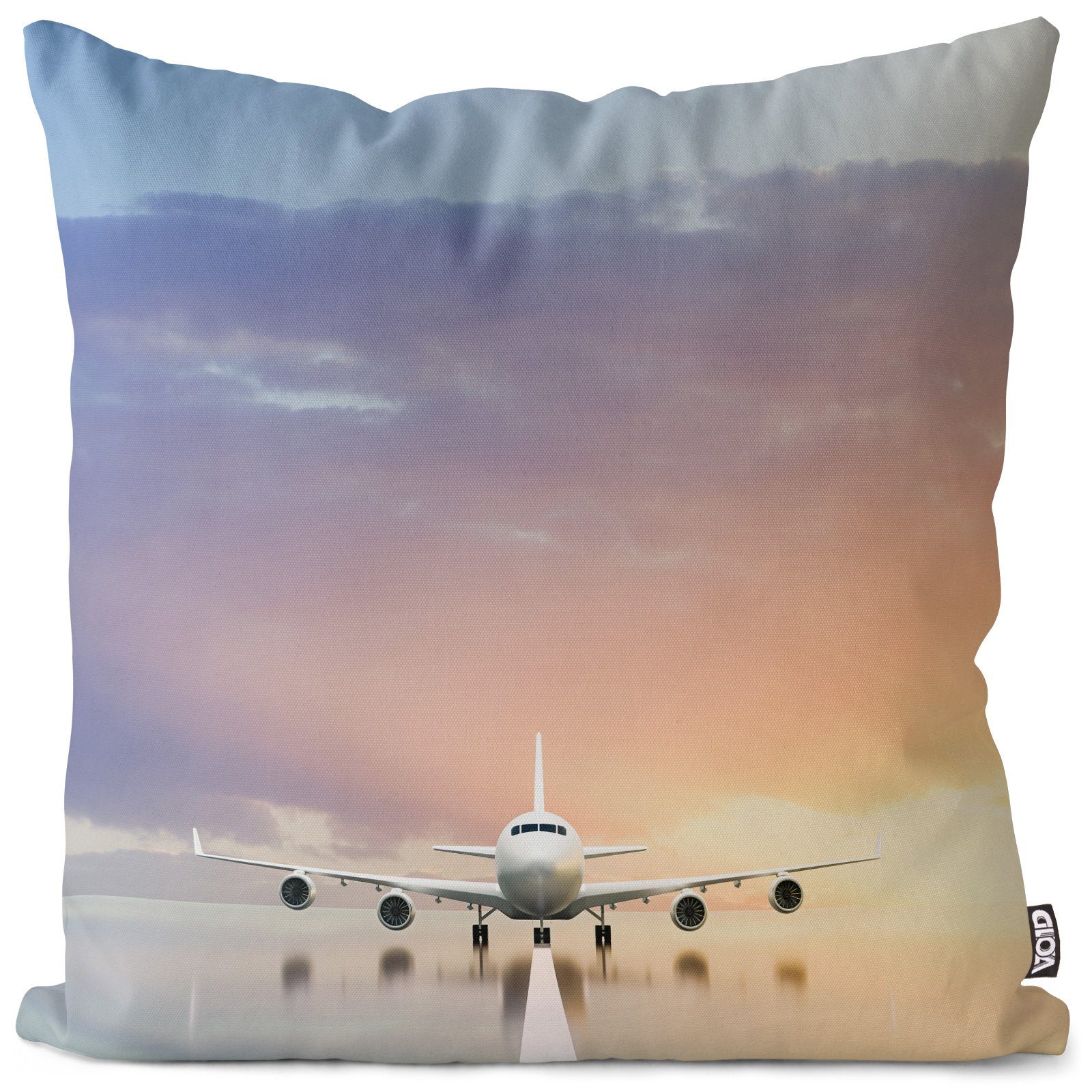 Kissenbezug, VOID (1 Stück), Sofa-Kissen Flugzeug Urlaub Reise Flughafen Jumbo Airline Wolken Reiseflieger Ferienflieger Jet Wolken Sommer