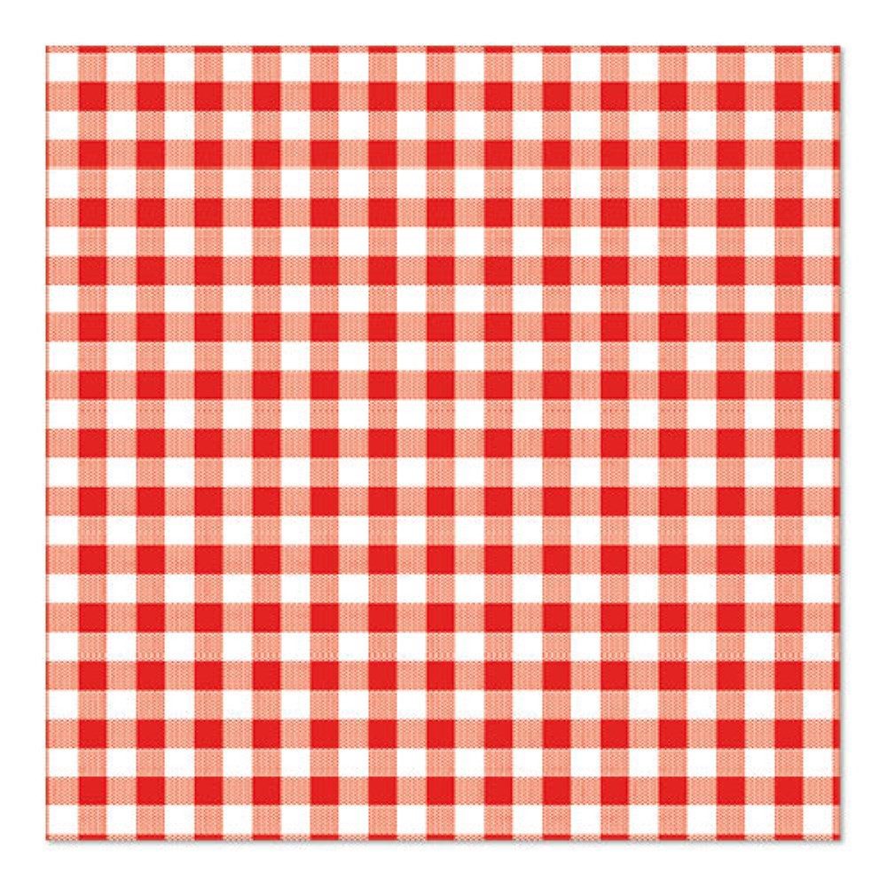 PAPSTAR Papierserviette 30 Servietten, 3-lagig 1/4-Falz 33 cm x 33 cm rot "Vichy Karo"