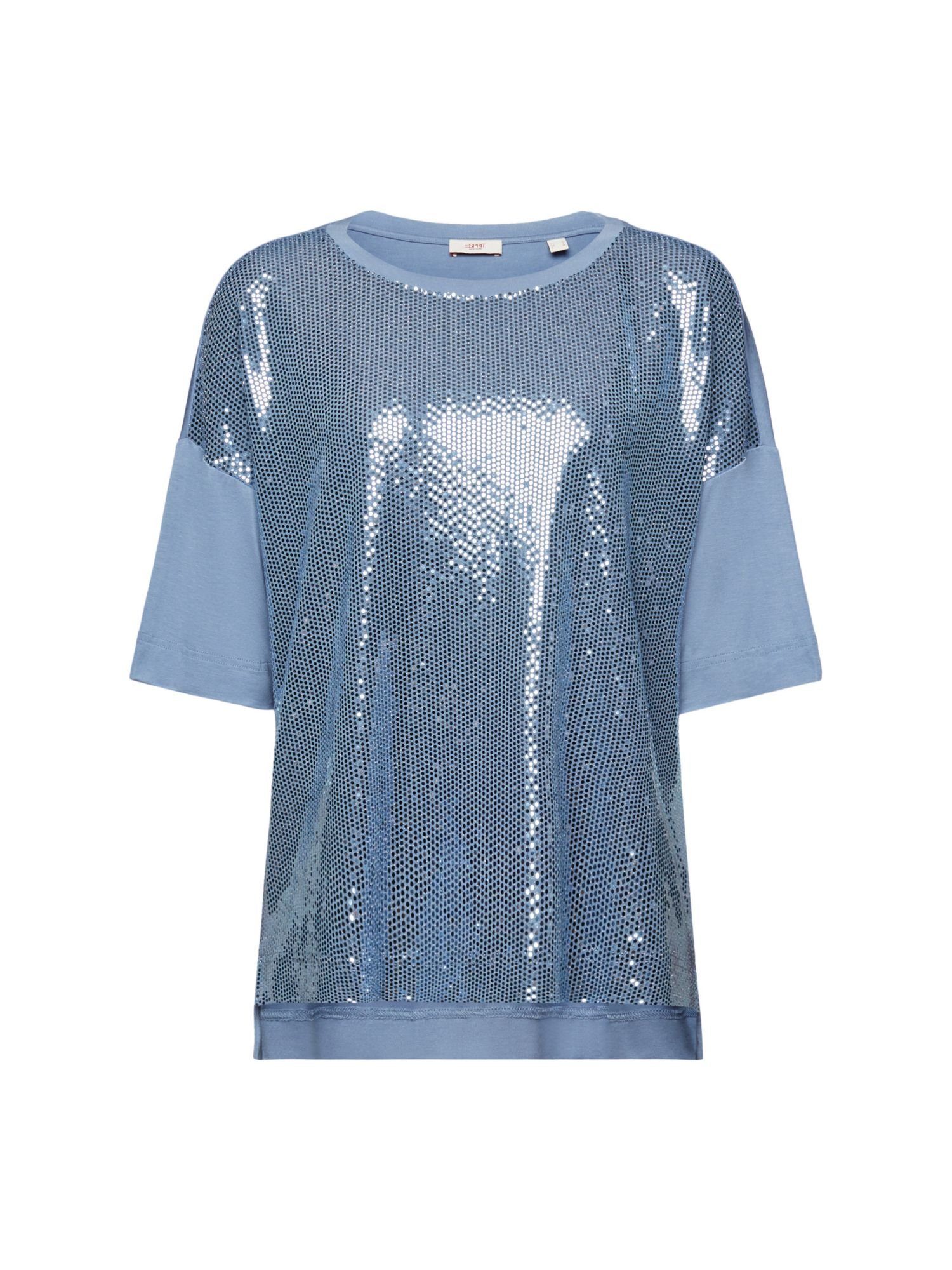 BLUE Collection Paillettenapplikation Oversize-T-Shirt mit LAVENDER T-Shirt Esprit (1-tlg)