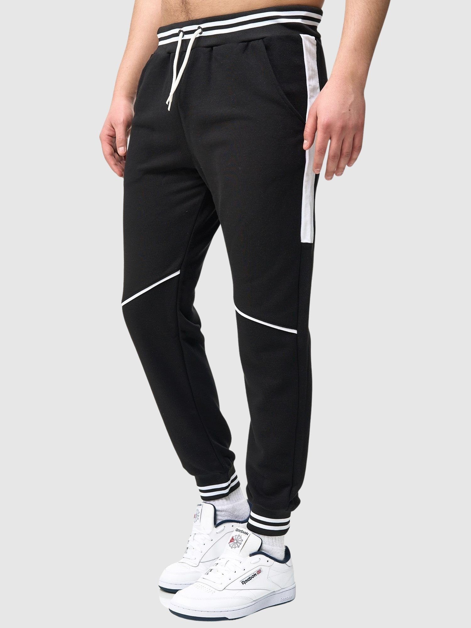 John Kayna Jogginghose Herren Jogginghose Sporthose Männer Trainingshose Sweatpants 1317C (Sporthose Trainingshose Sweatpants, 1-tlg) Fitness Freizeit Casual Schwarz Weiss