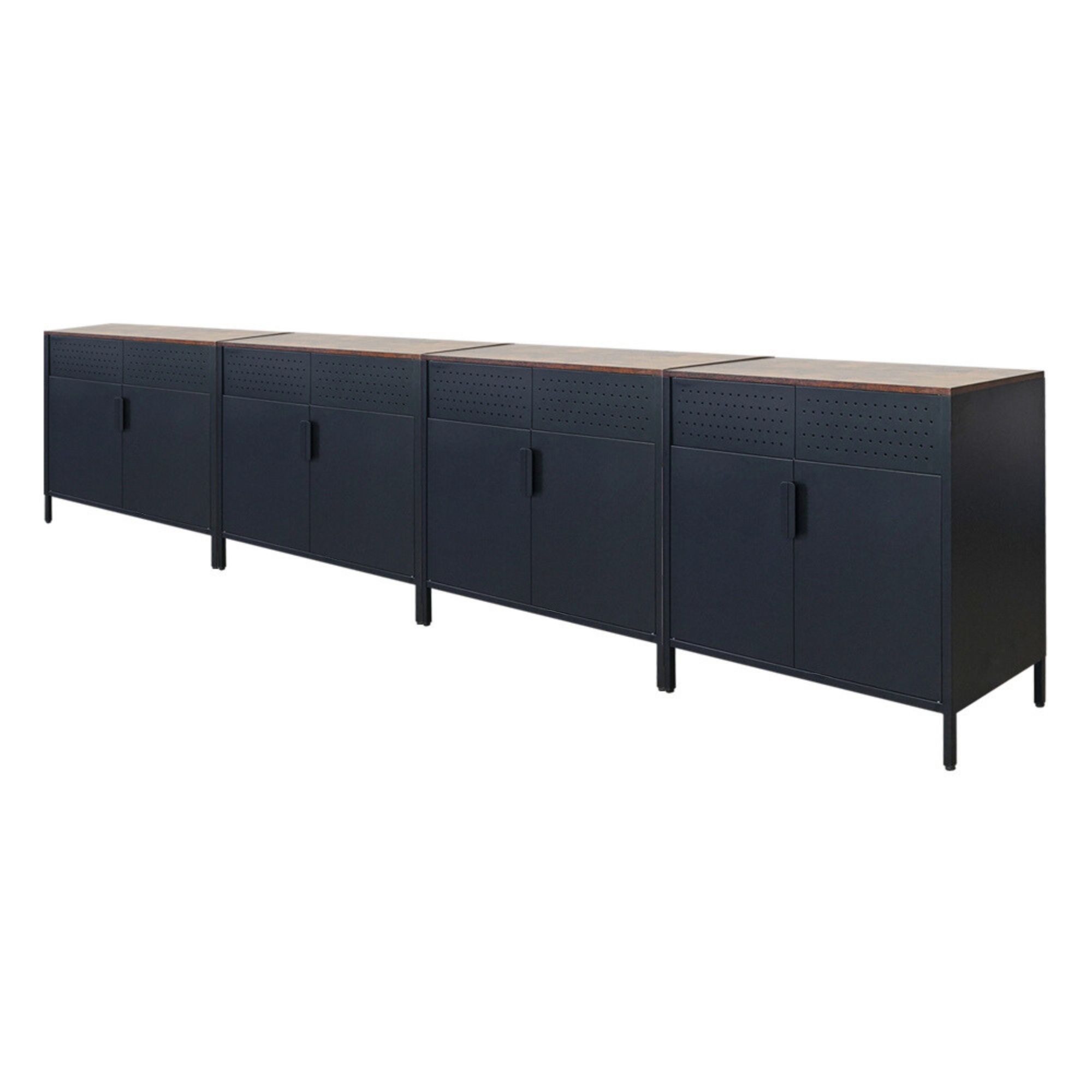 PROREGAL® Mehrzweckschrank MegaDeal Flügeltürenschrank LION mit 2 Türen & Magnetverschluss (4-St) Robuster Flügeltürenschrank Stahlschrank Büroschrank Kommode