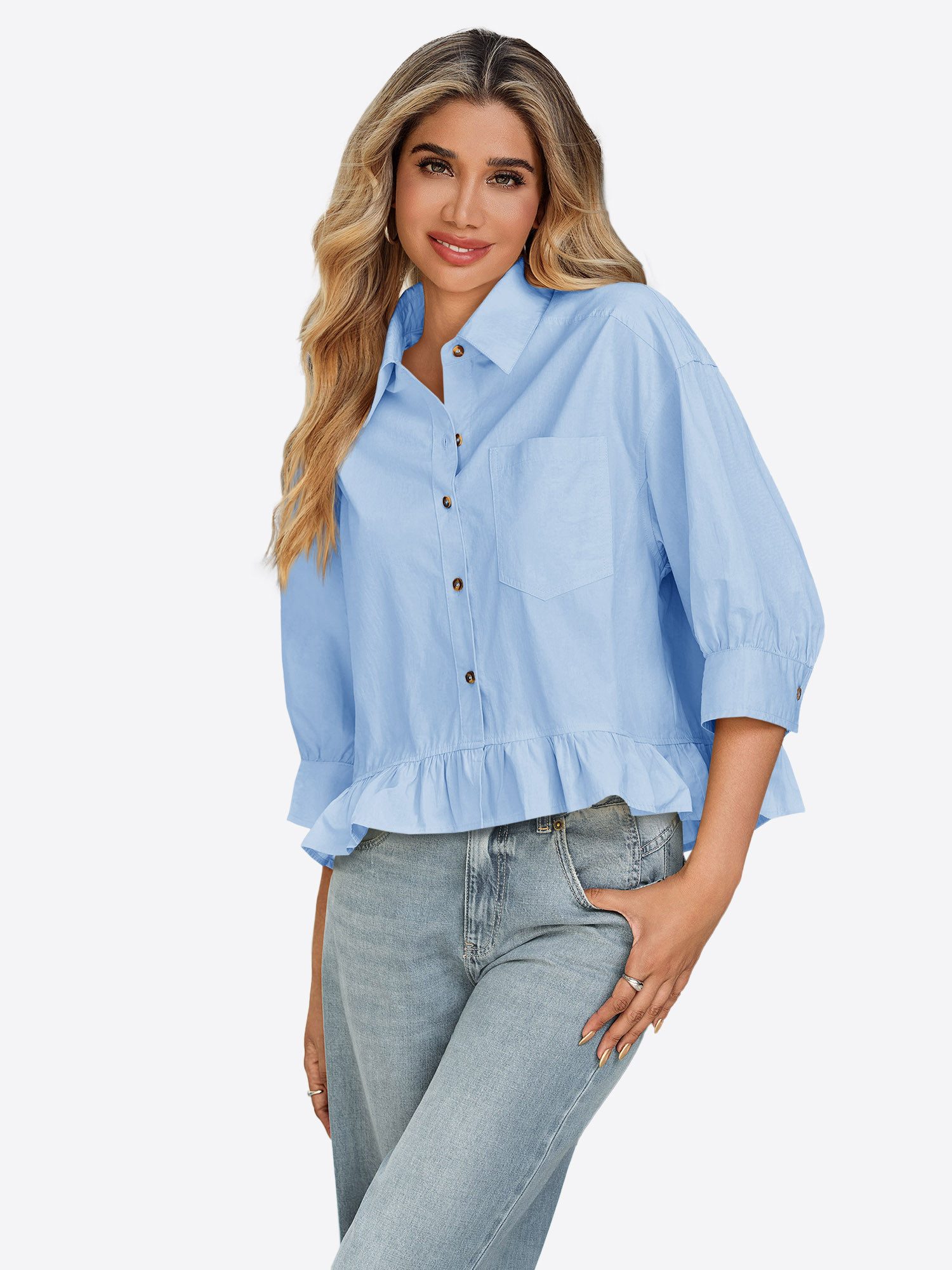 Imily Bela Hemdbluse Damen Kurzes Shirt mit Knöpfen (Packung, 1-tlg., 1per- günstig online kaufen