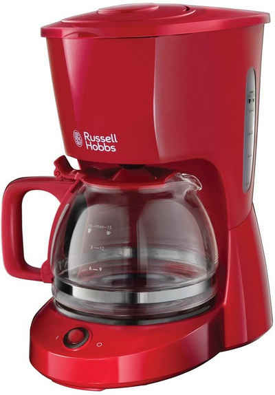 RUSSELL HOBBS Filterkaffeemaschine Russell Hobbs Kaffeemaschine Textures Rot 10 Tassen Tropf-Stopp 22611-56, 1.25l Kaffeekanne, Brausekopf-Technologie – Bessere Kaffee-Extraktion für ein hervorragendes Aroma