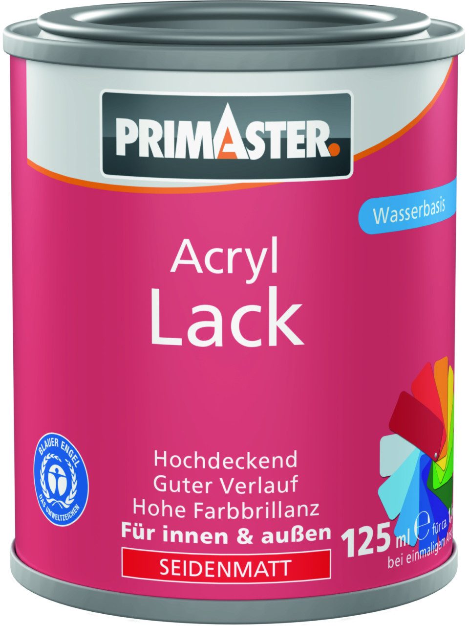 Primaster Acryl-Buntlack Primaster Acryl Lack feuerrot seidenmatt 125 ml