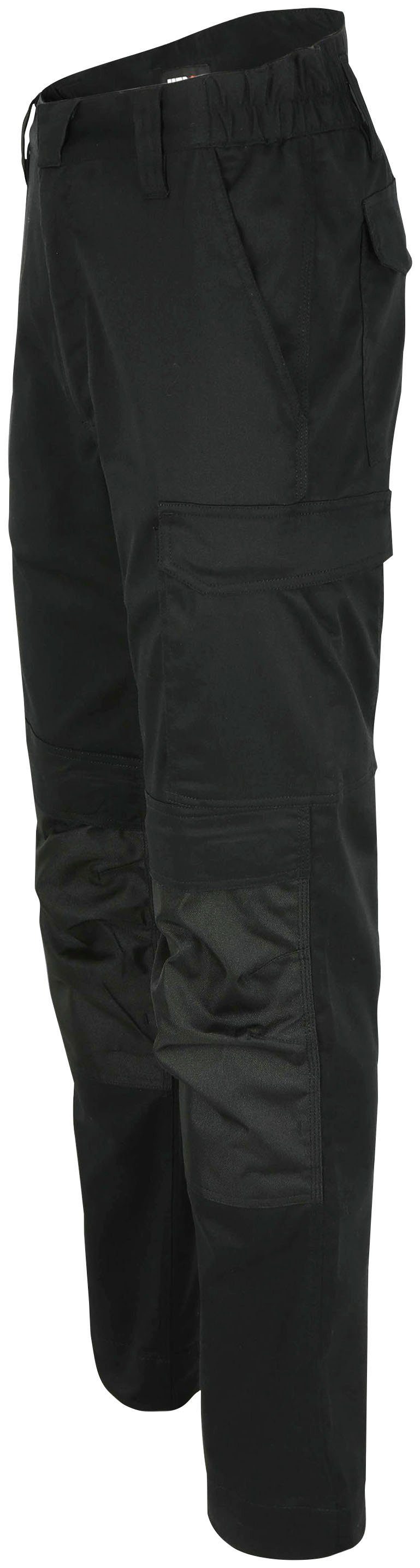Herock Arbeitshose Stretch-Hose mit 2-tlg) wasserabweisende Knietaschen schwarz AXO Stretch-Gürtel, (Set, inkl