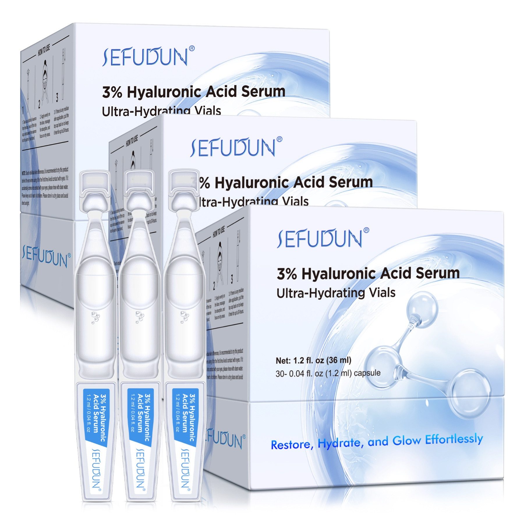 P-Beauty Cosmetic Accessories Anti-Falten-Serum Hyaluronic Acid Hyaluron Serum 3% Anti-Aging Anti-Falten Ampullen, 3-tlg., Anti-Falten, Anti-Aging, Hautpflege, Gesichtspflege