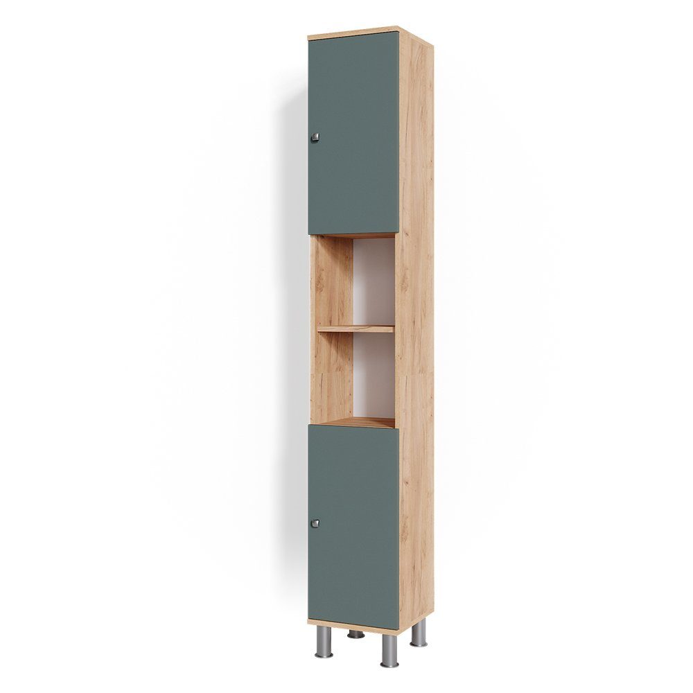 Vicco Hochschrank Fynn, Grün/Goldkraft Eiche, 30 günstig online kaufen